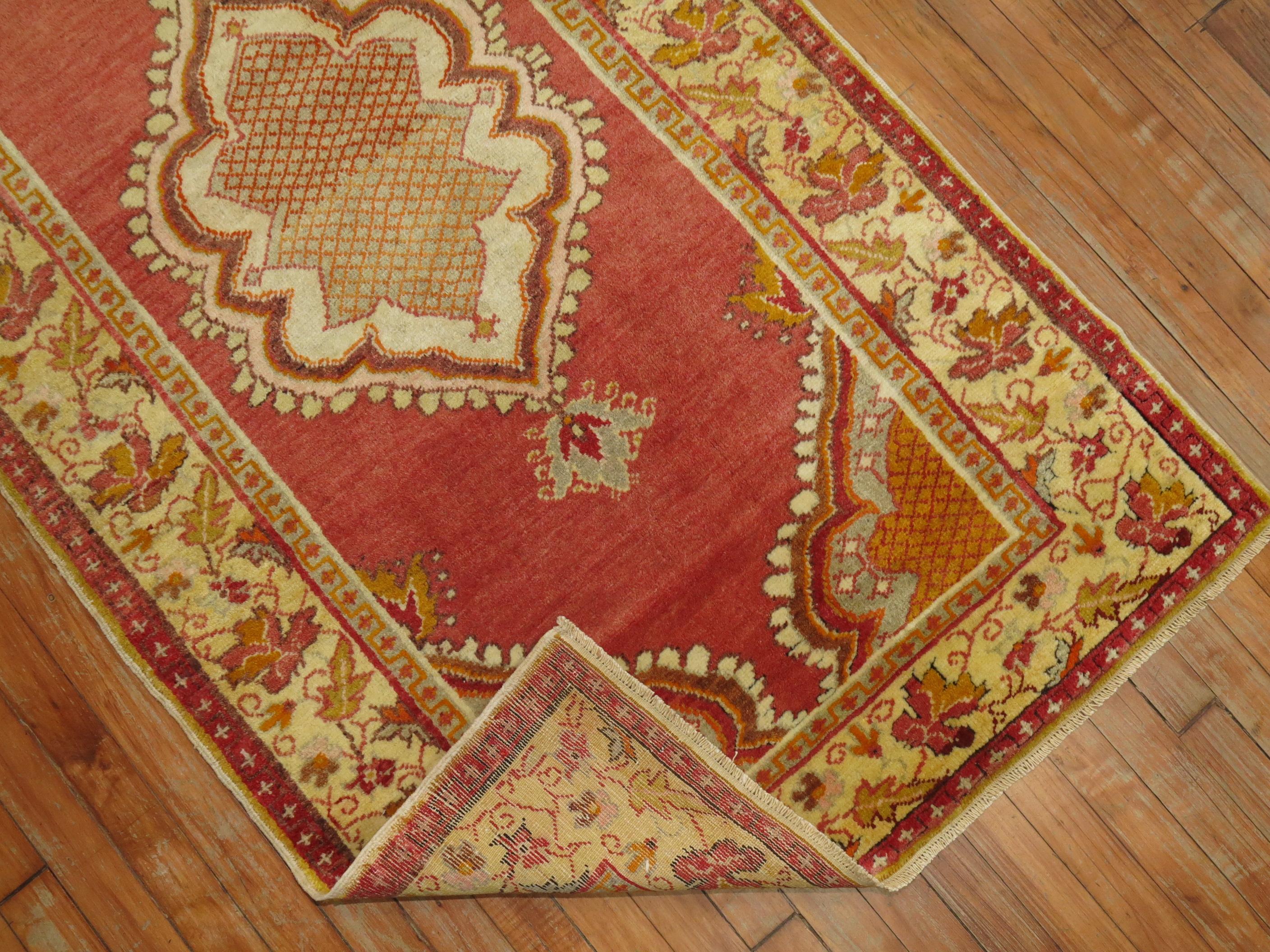 Country Zabihi Collection Vintage Turkish Oushak Small Rug For Sale