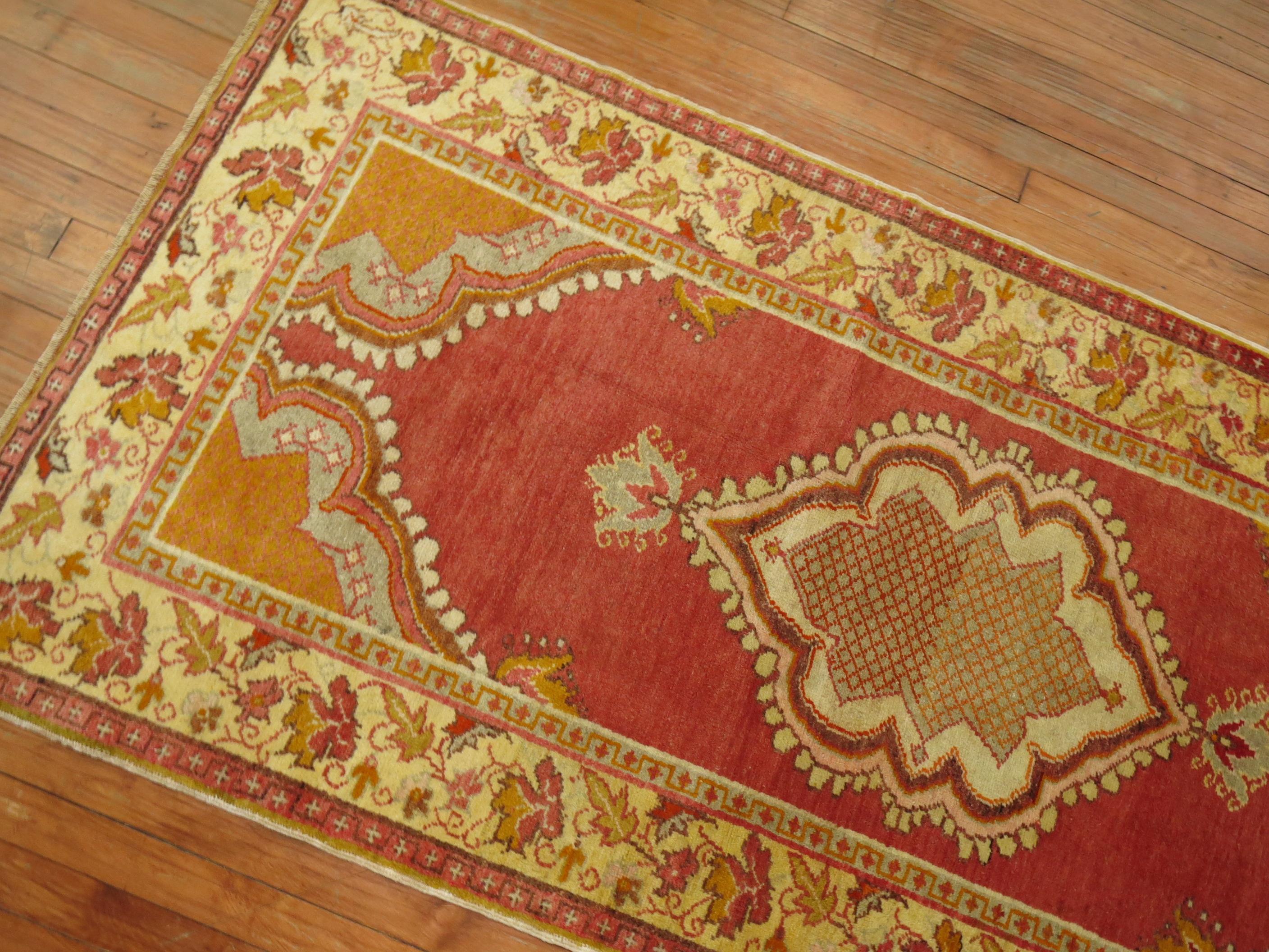 Zabihi Collection Vintage Turkish Oushak Small Rug In Good Condition For Sale In New York, NY