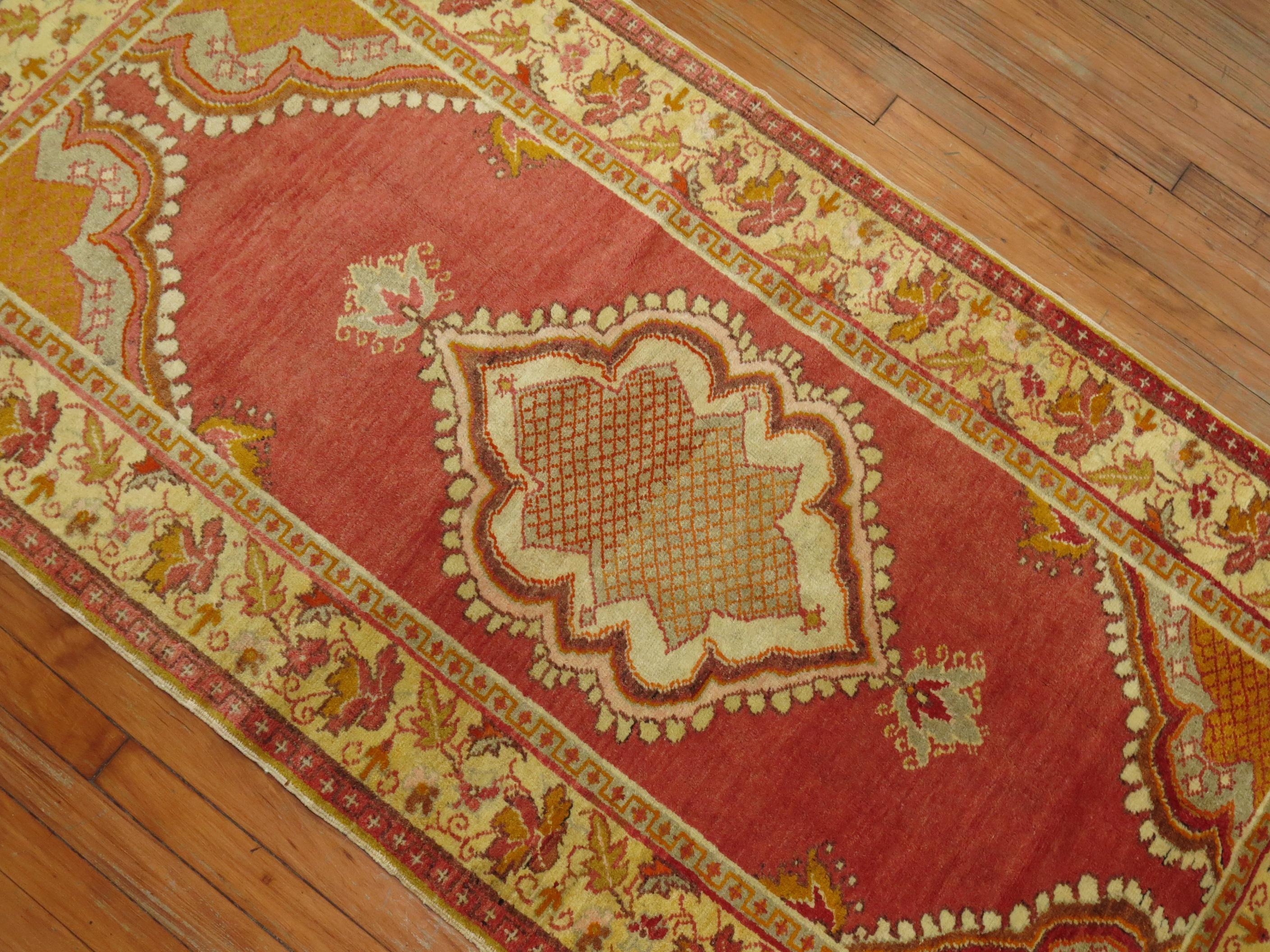 20th Century Zabihi Collection Vintage Turkish Oushak Small Rug For Sale
