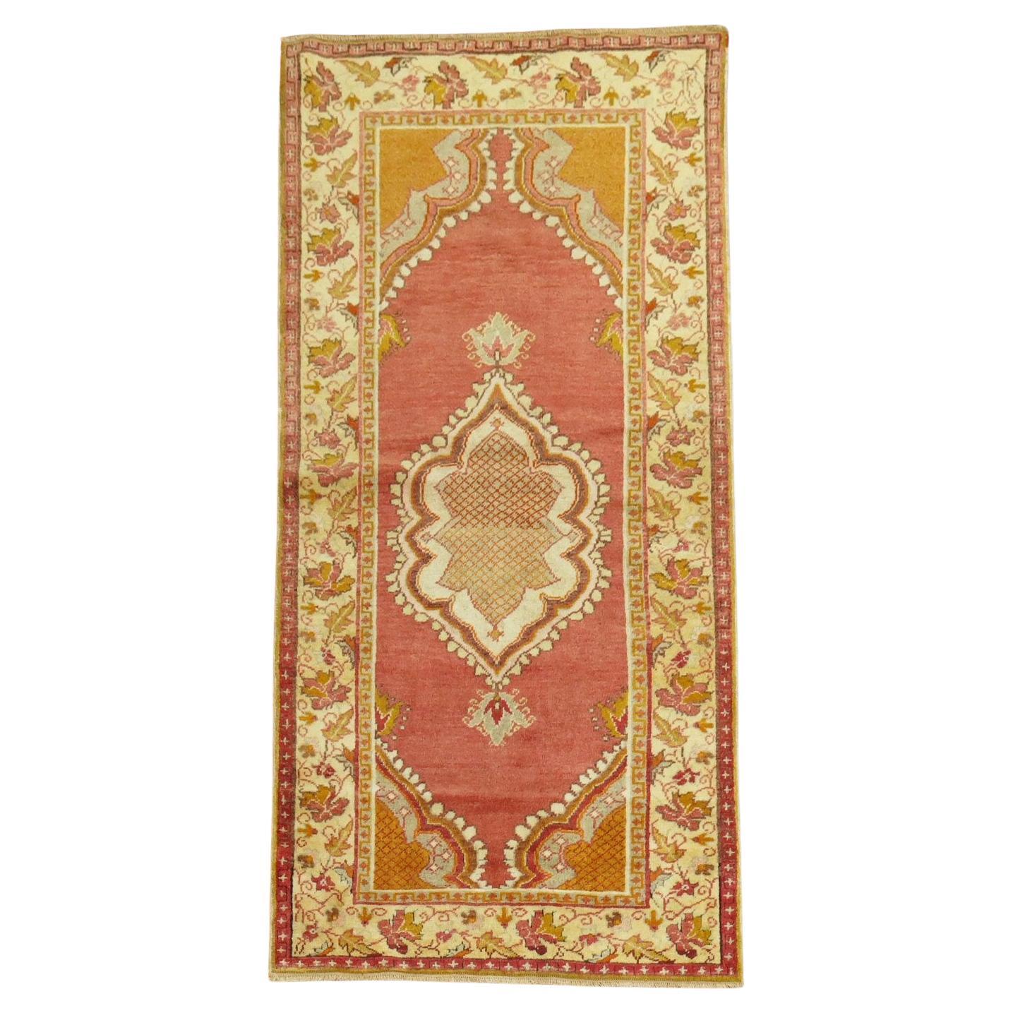 Zabihi Collection Vintage Turkish Oushak Small Rug