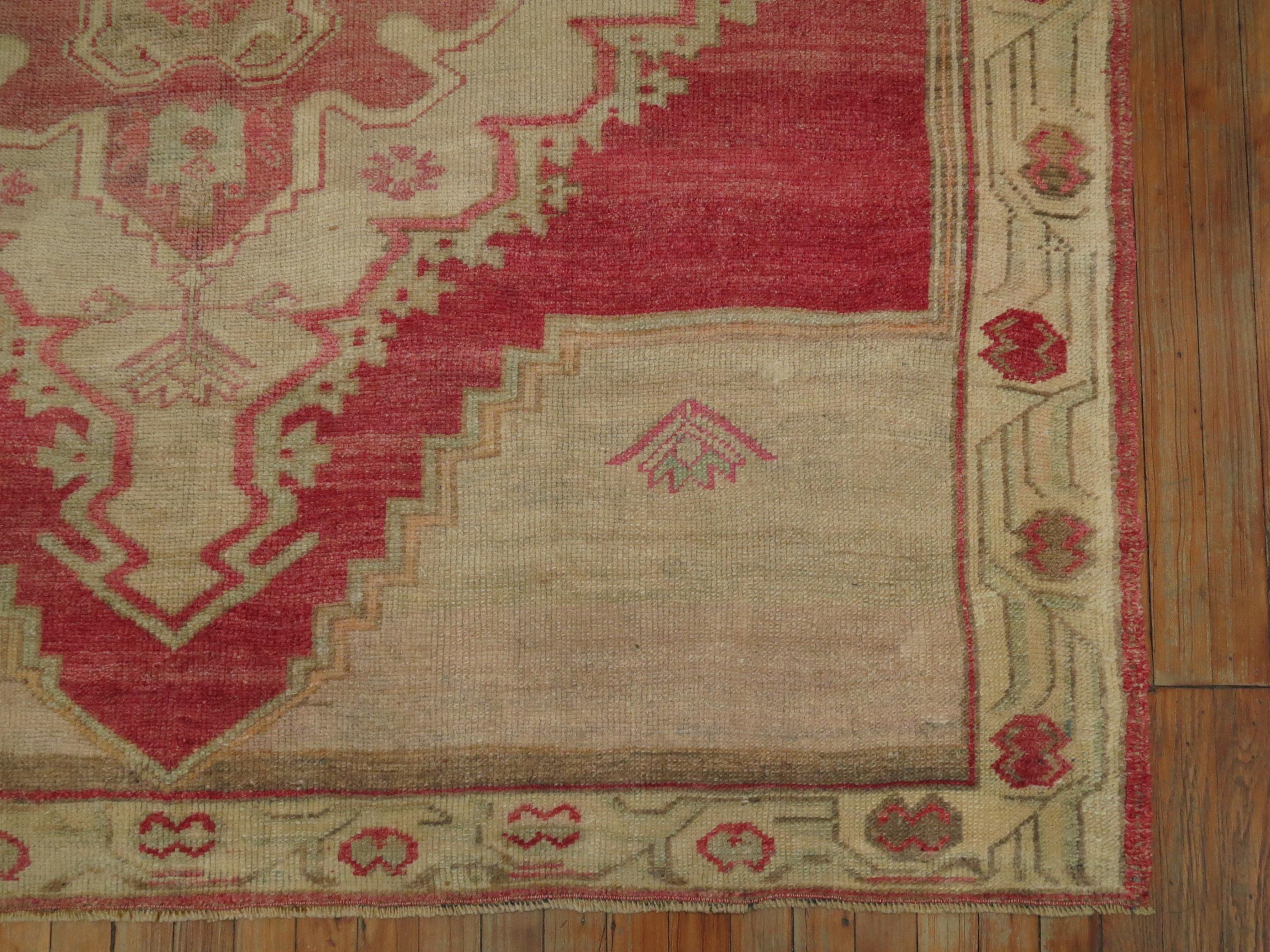 Romantic Zabihi Collection Vintage Turkish Pink Gallery Rug For Sale