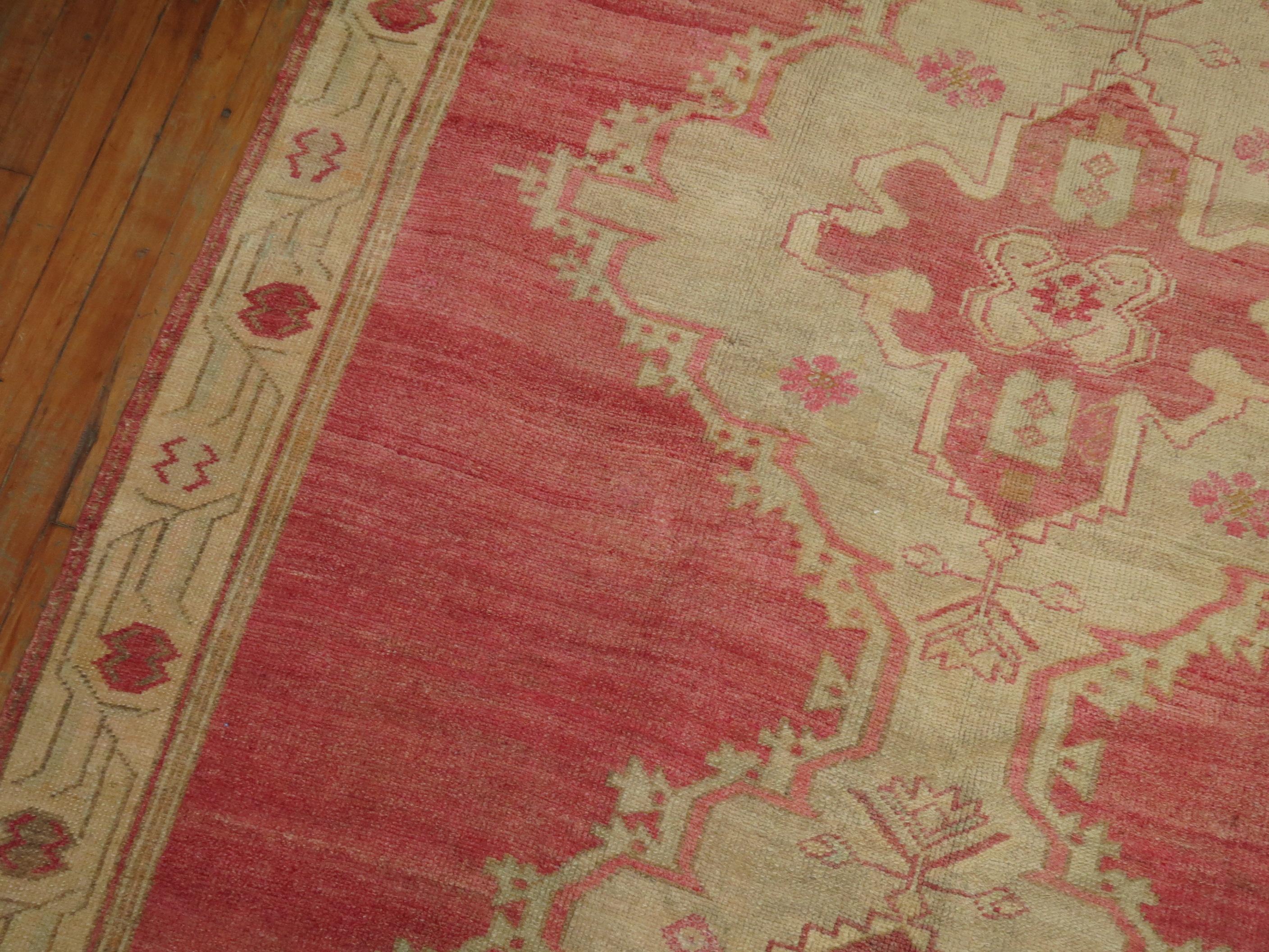 Zabihi Collection Vintage Turkish Pink Gallery Rug In Good Condition For Sale In New York, NY