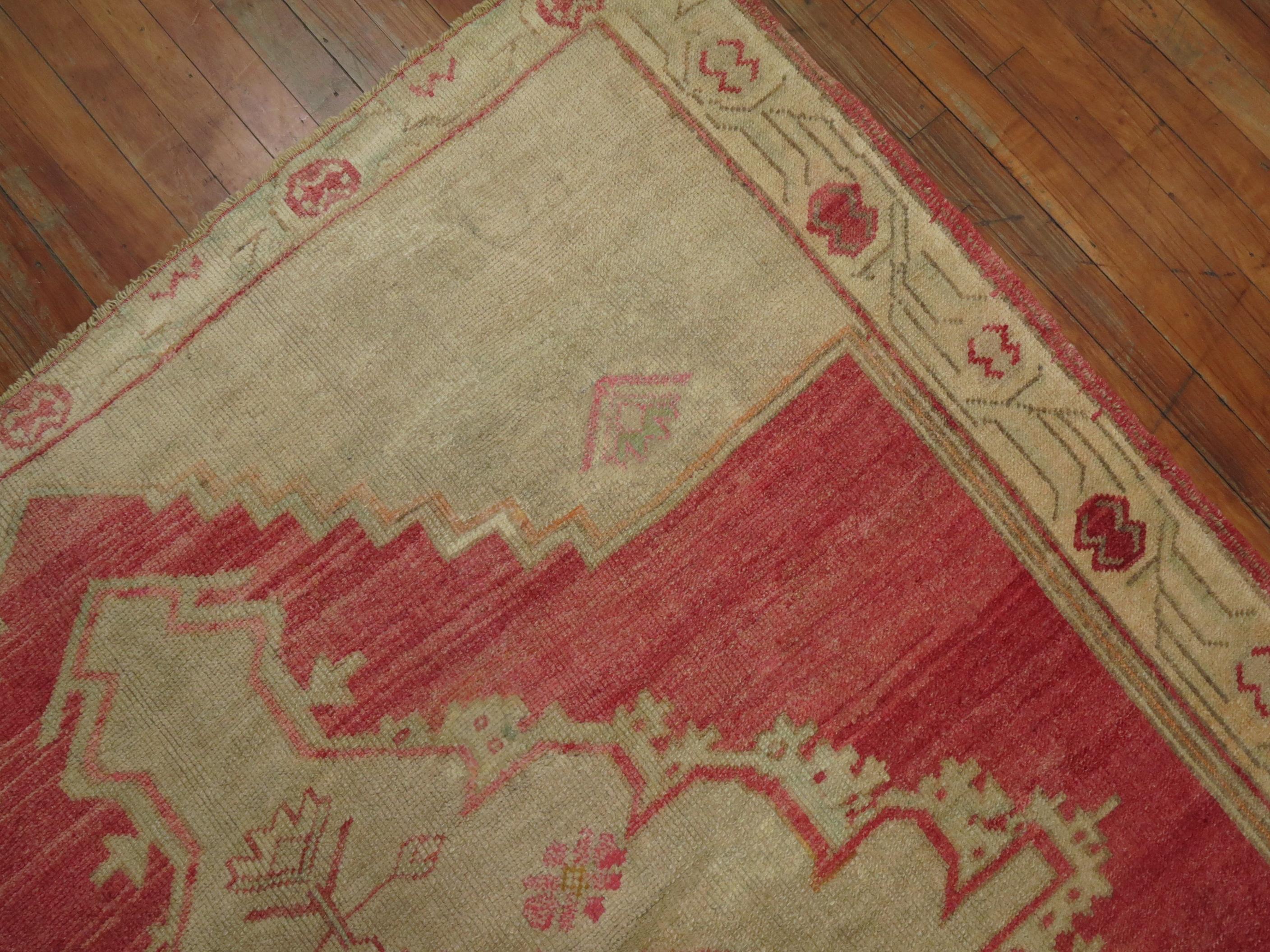 20th Century Zabihi Collection Vintage Turkish Pink Gallery Rug For Sale
