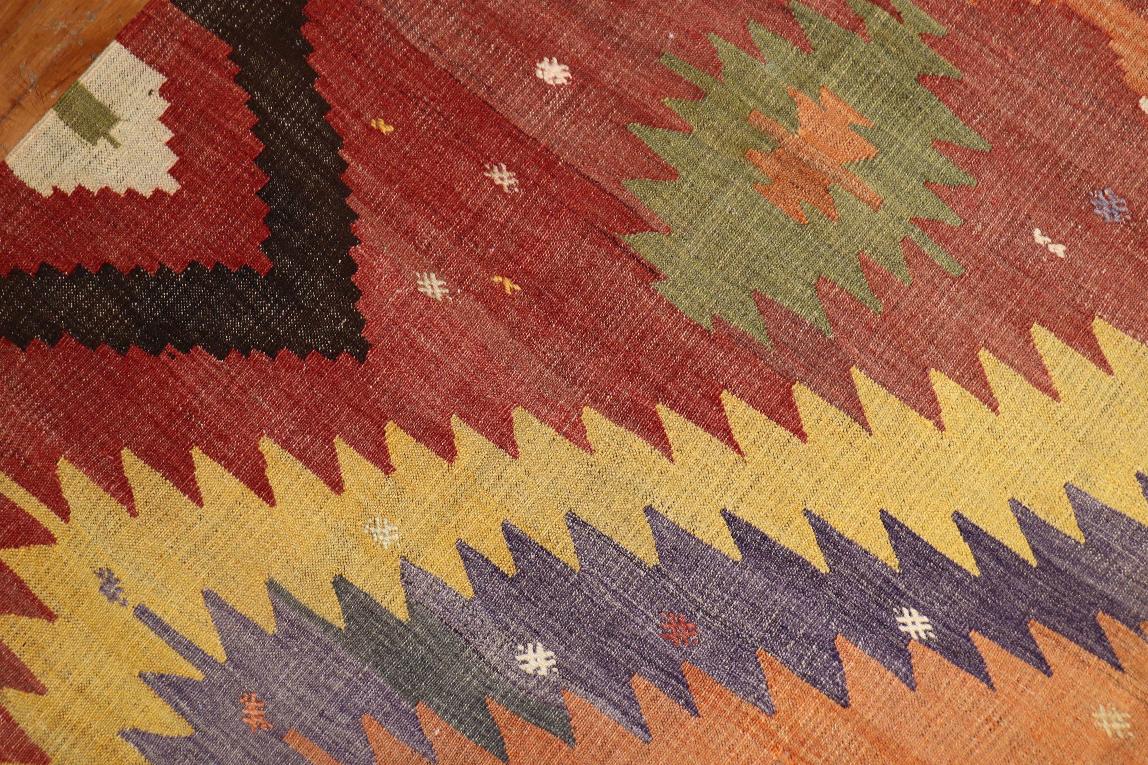 Rustic Room size Tribal Turkish Kilim from the middle of the 20th century

Details
rug no.	r5311
size	8' 2