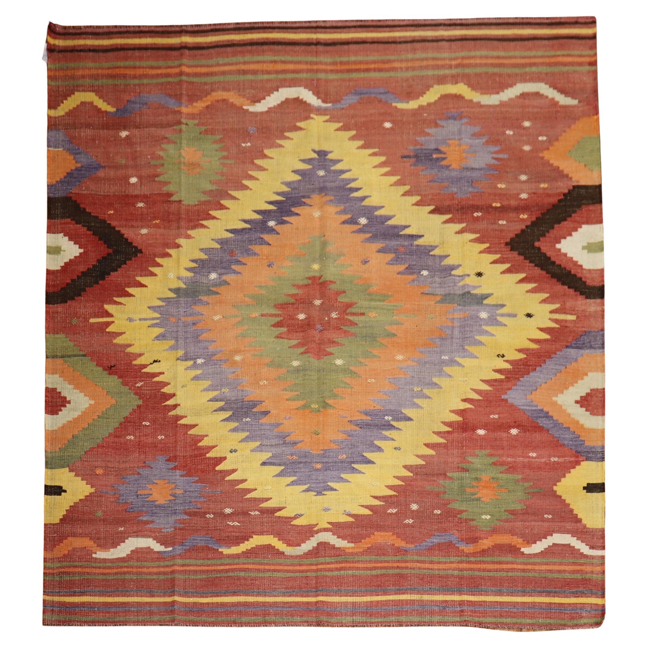 Zabihi Collection Vintage Turkish Room Size Kilim