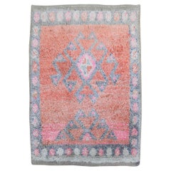 Zabihi Collection Vintage Turkish Small Orange Plush Rug Zabihi Collection Vintage Turkish Small Orange Plush Rug