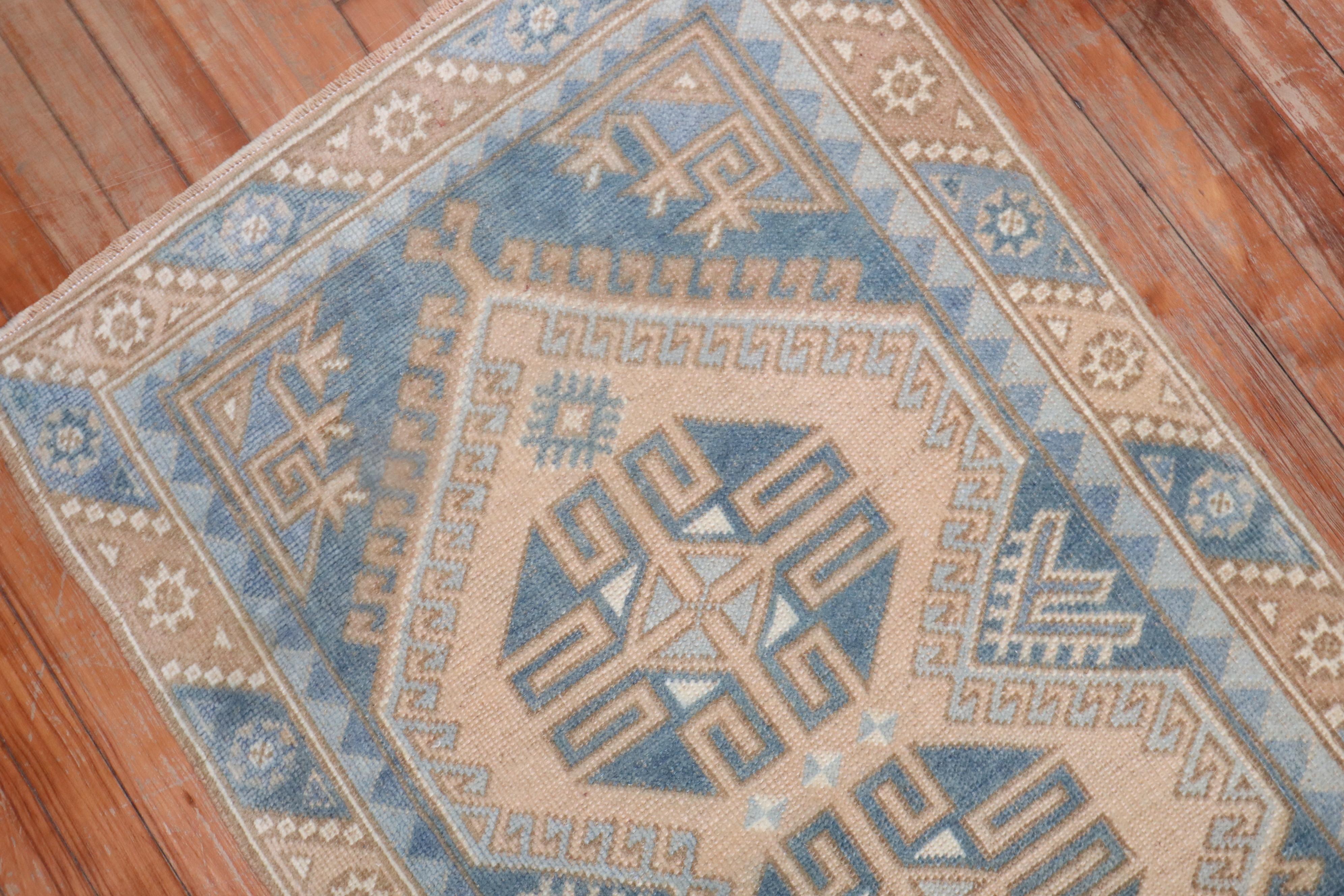 20th Century Zabihi Collection Vintage Turkish Small Rug For Sale