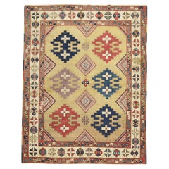 Zabihi Collection Vintage Turkish Tribal Caucasian Derived Square Accent Rug