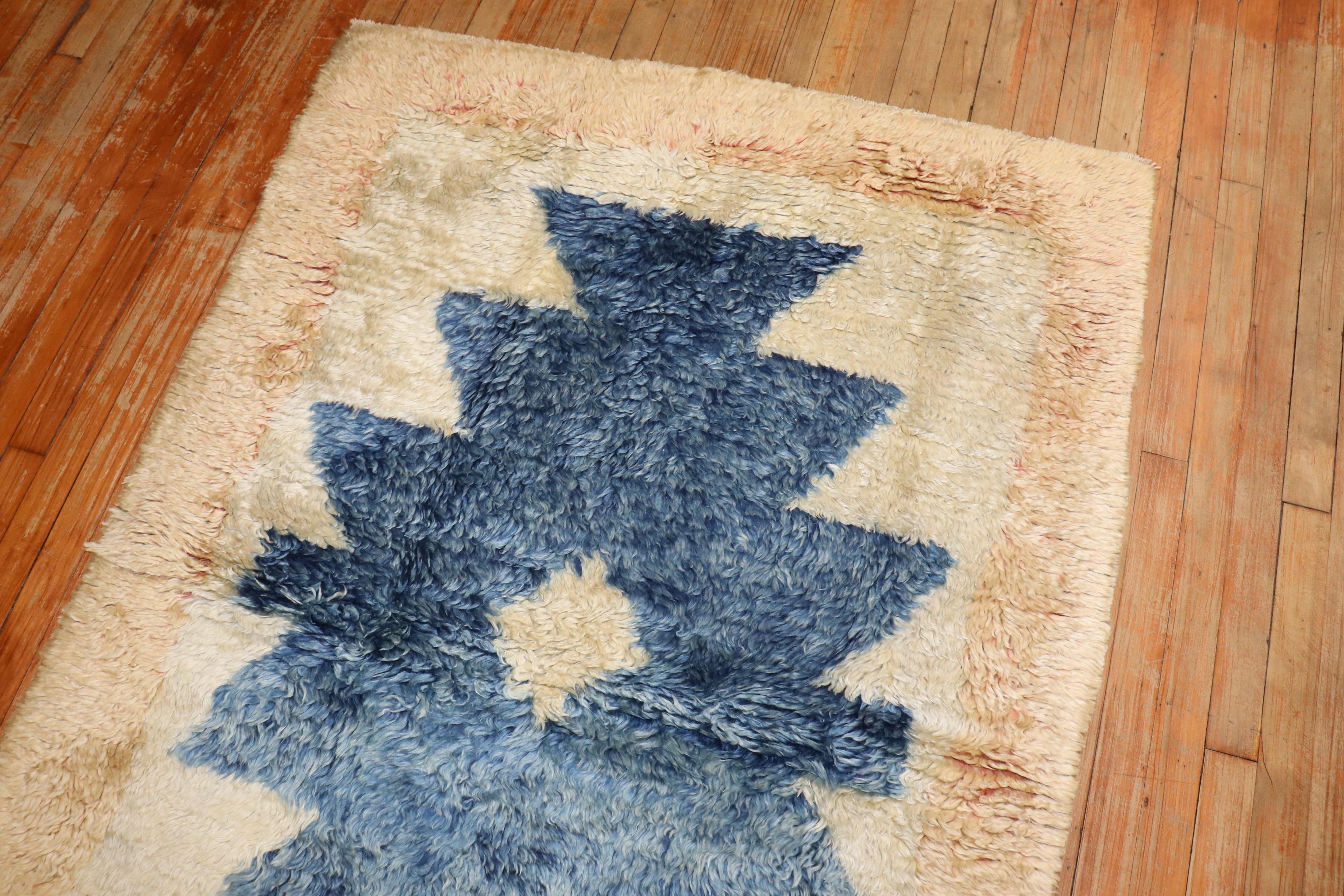 Hand-Woven Zabihi Collection Vintage Turkish Tulu Carpet For Sale