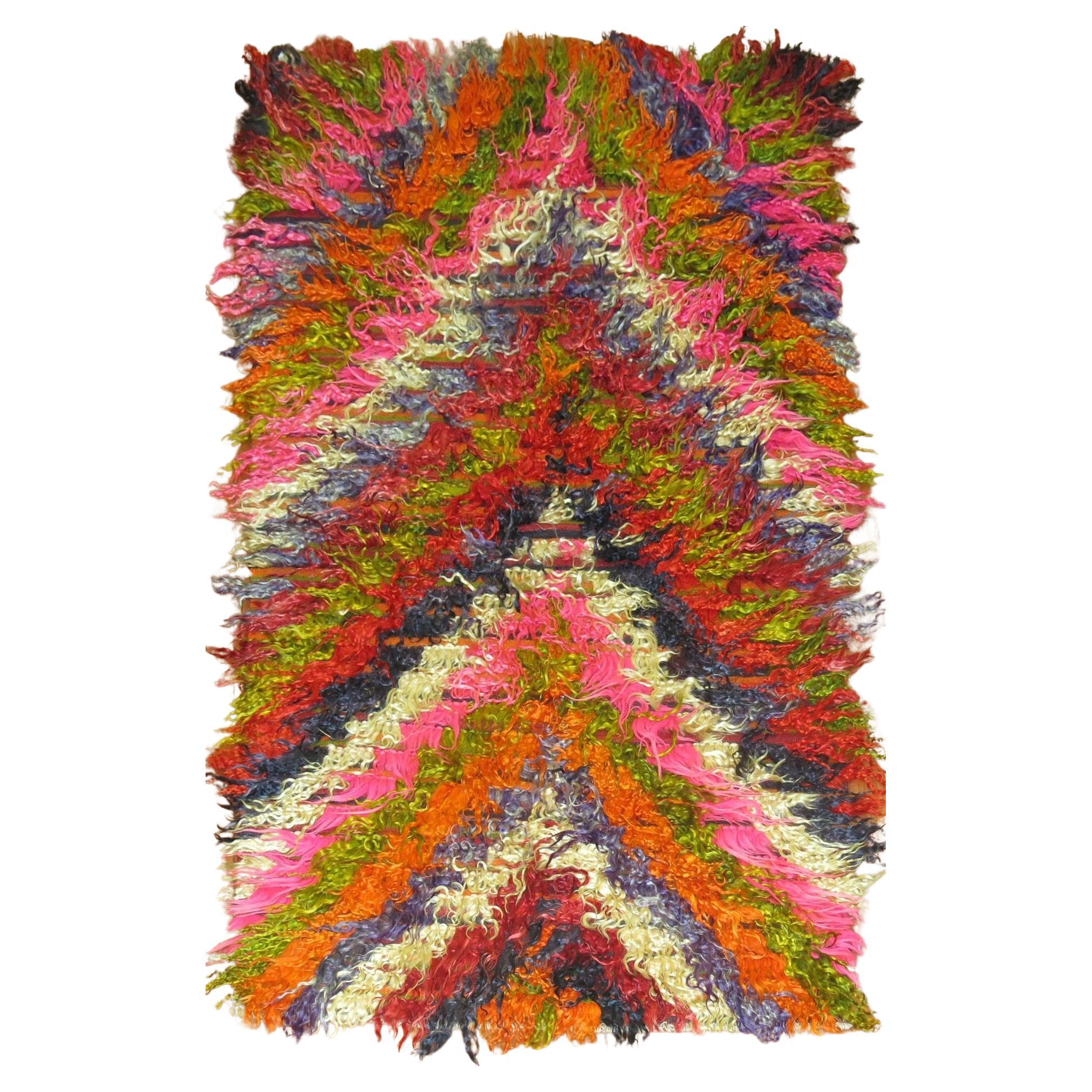 Zabihi Collection Vintage Tulu Flokati Rug Turc