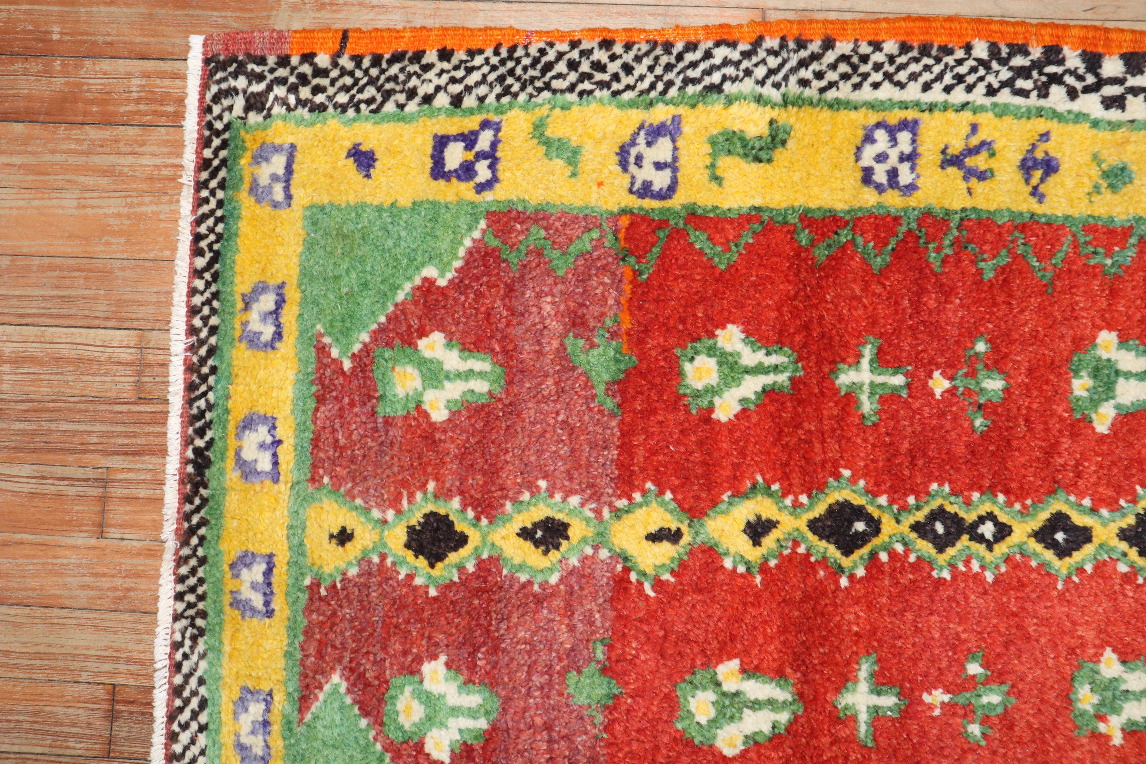 Hand-Woven Zabihi Collection Vintage Turkish Tulu Rug For Sale