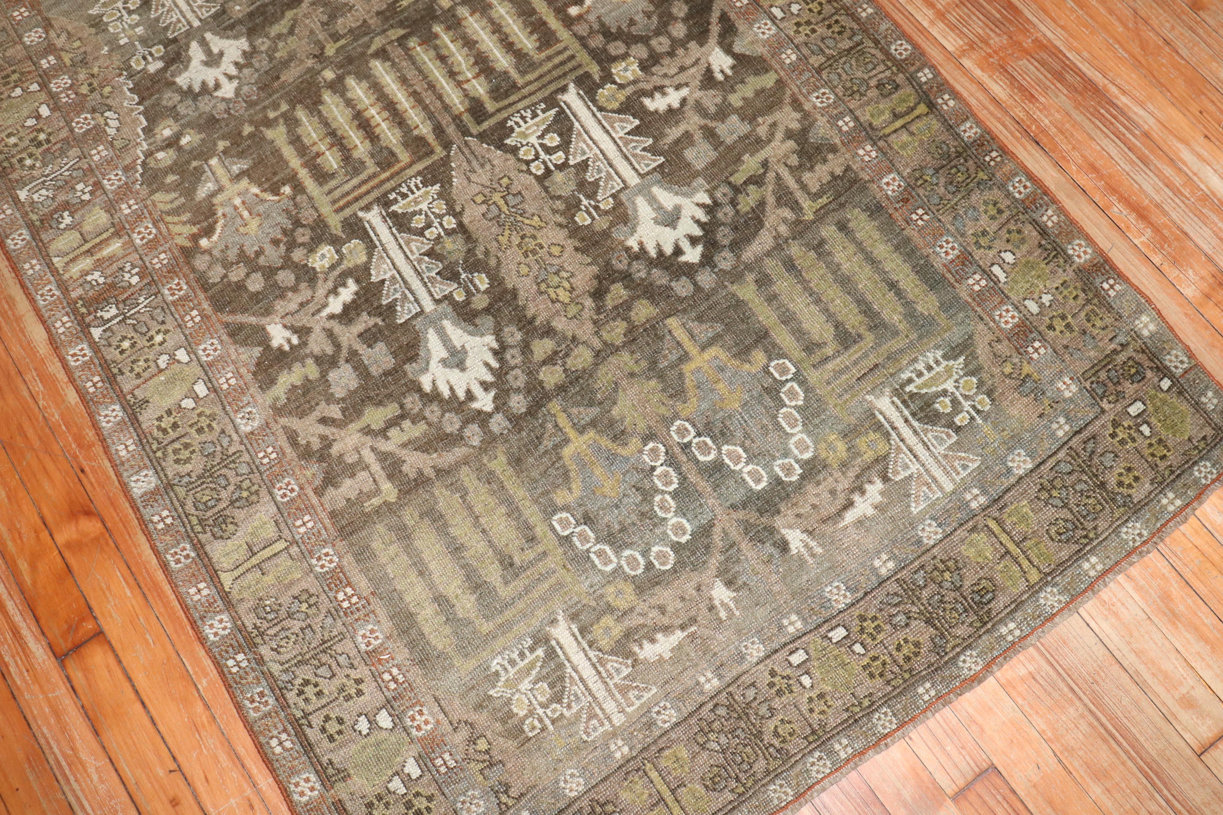 Zabihi Collection Weeping Willow Tree Antique Kurd Bidjar Rug In Good Condition For Sale In New York, NY