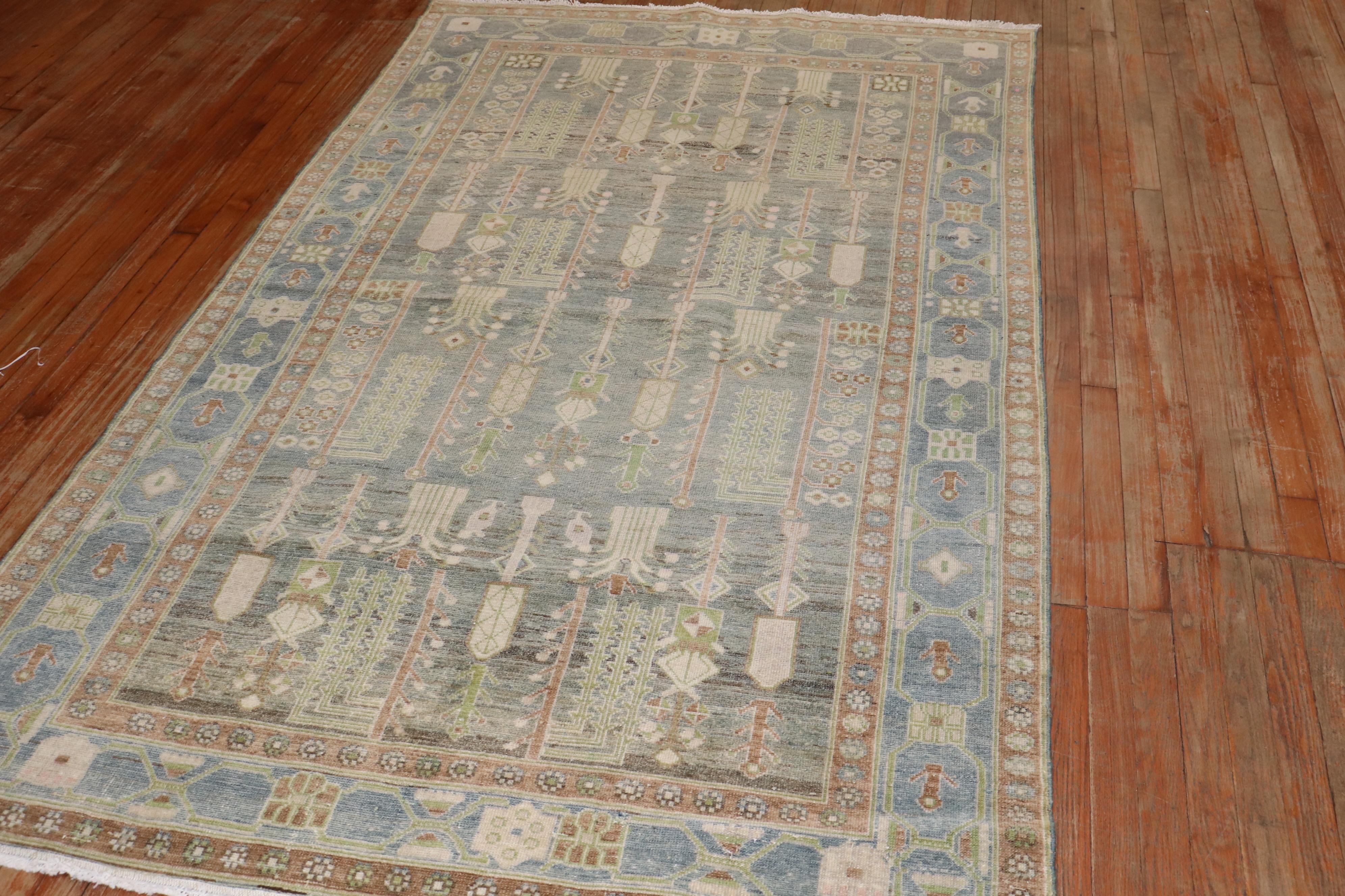 Hand-Woven Zabihi Collection Weeping Willow Tree Antique Persian Malayer Rug For Sale