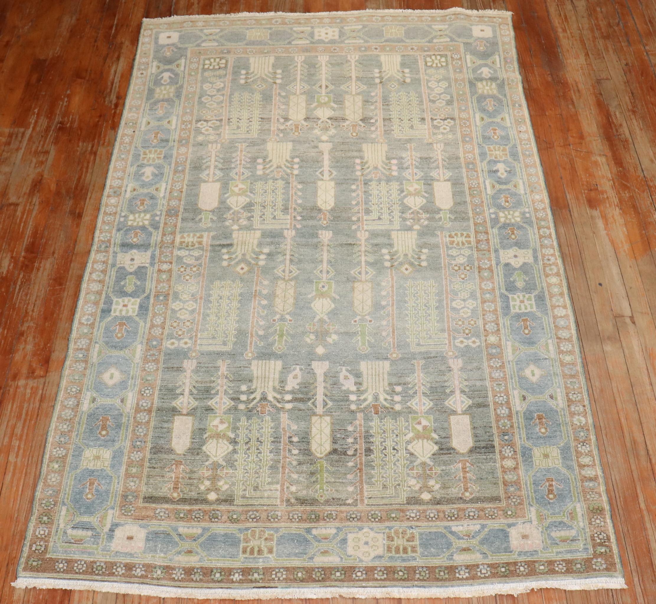 Zabihi Collection Weeping Willow Tree Antique Persian Malayer Rug In Good Condition For Sale In New York, NY