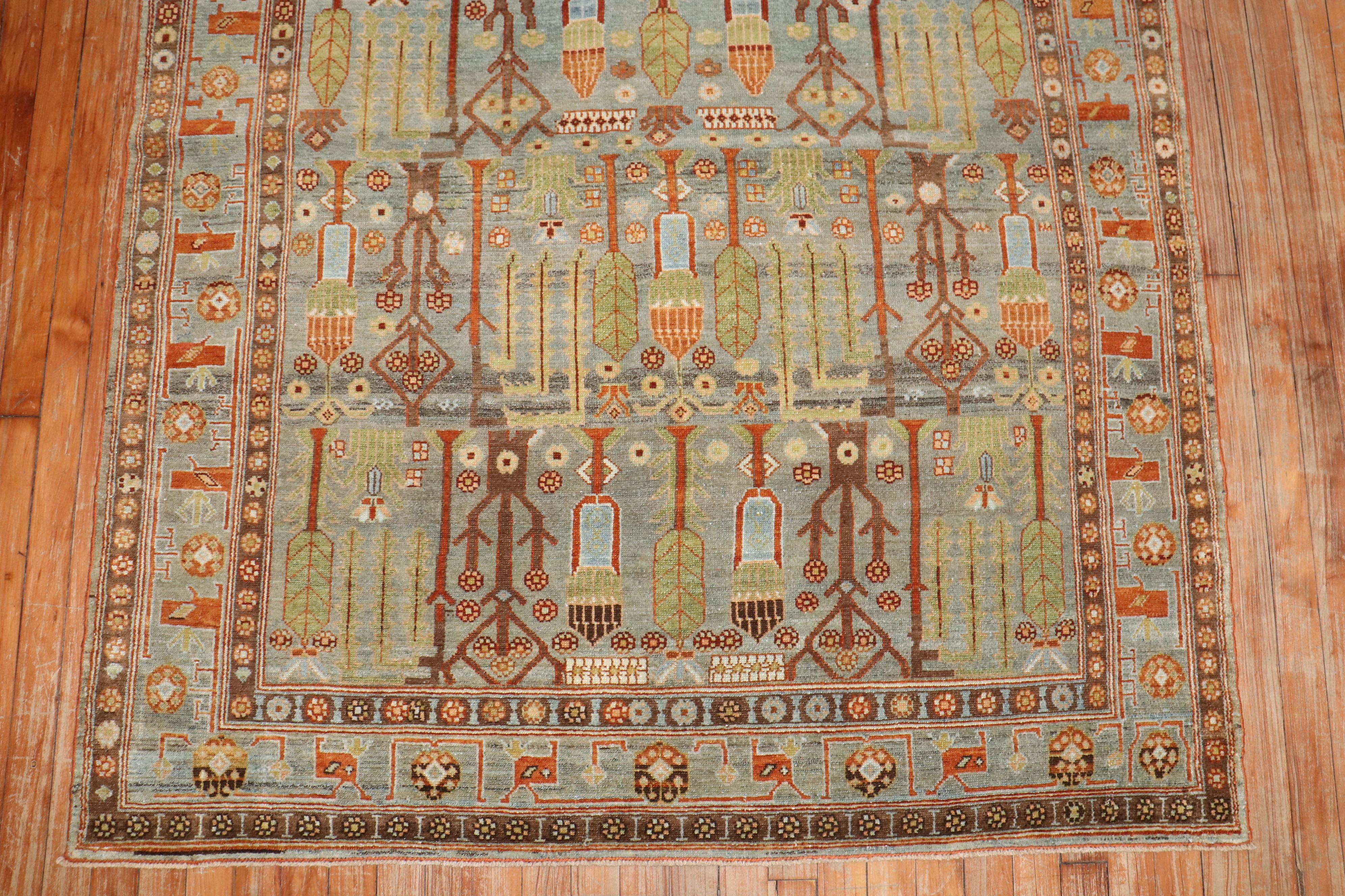 An early 20th-century Persian Malayer Rug with a willow tree design on a blueish-gray striated field

Details
rug no.	j3742
size	4' 9