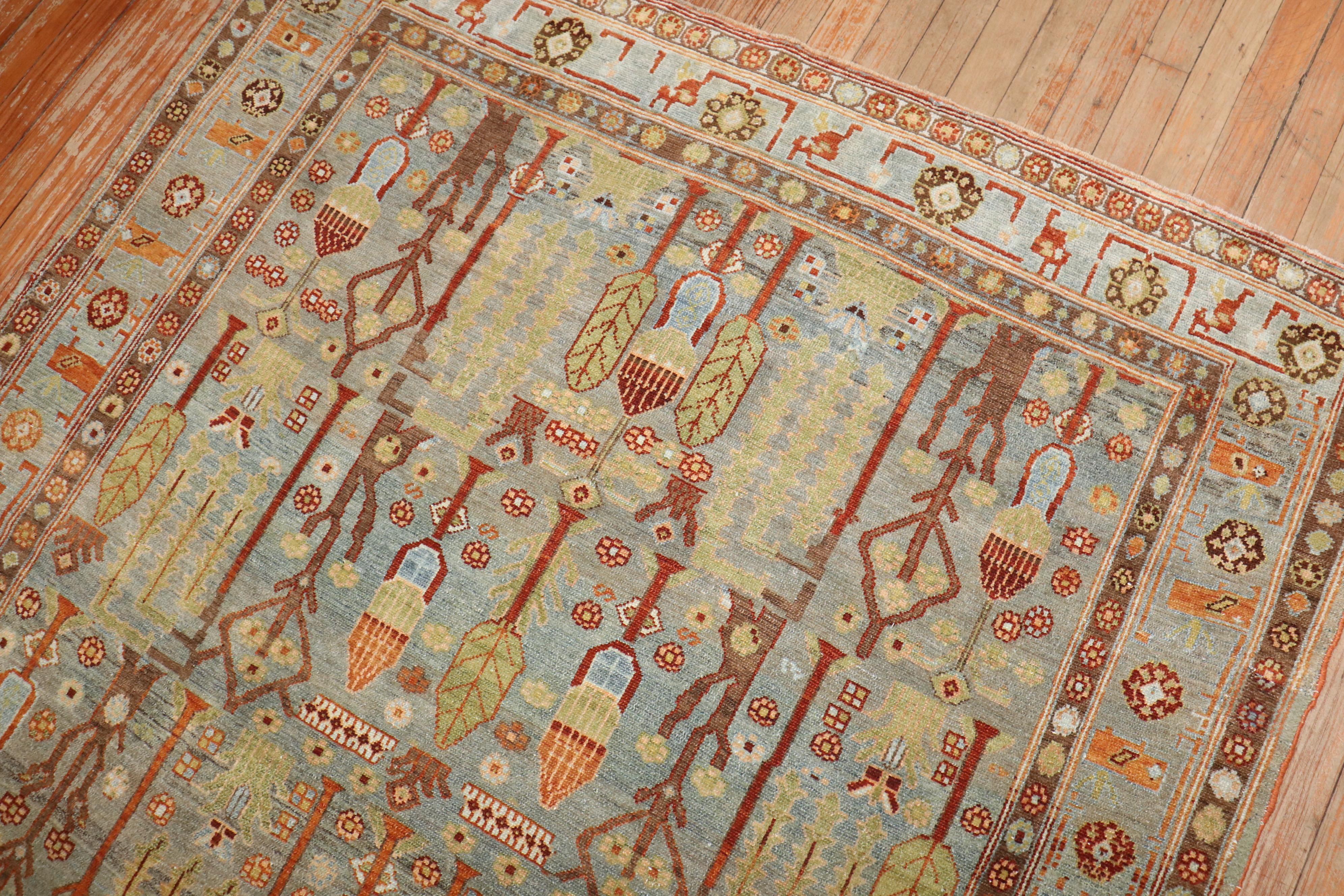 Zabihi Collection Weeping Willow Tree Antique Persian Malayer Square Rug In Good Condition For Sale In New York, NY
