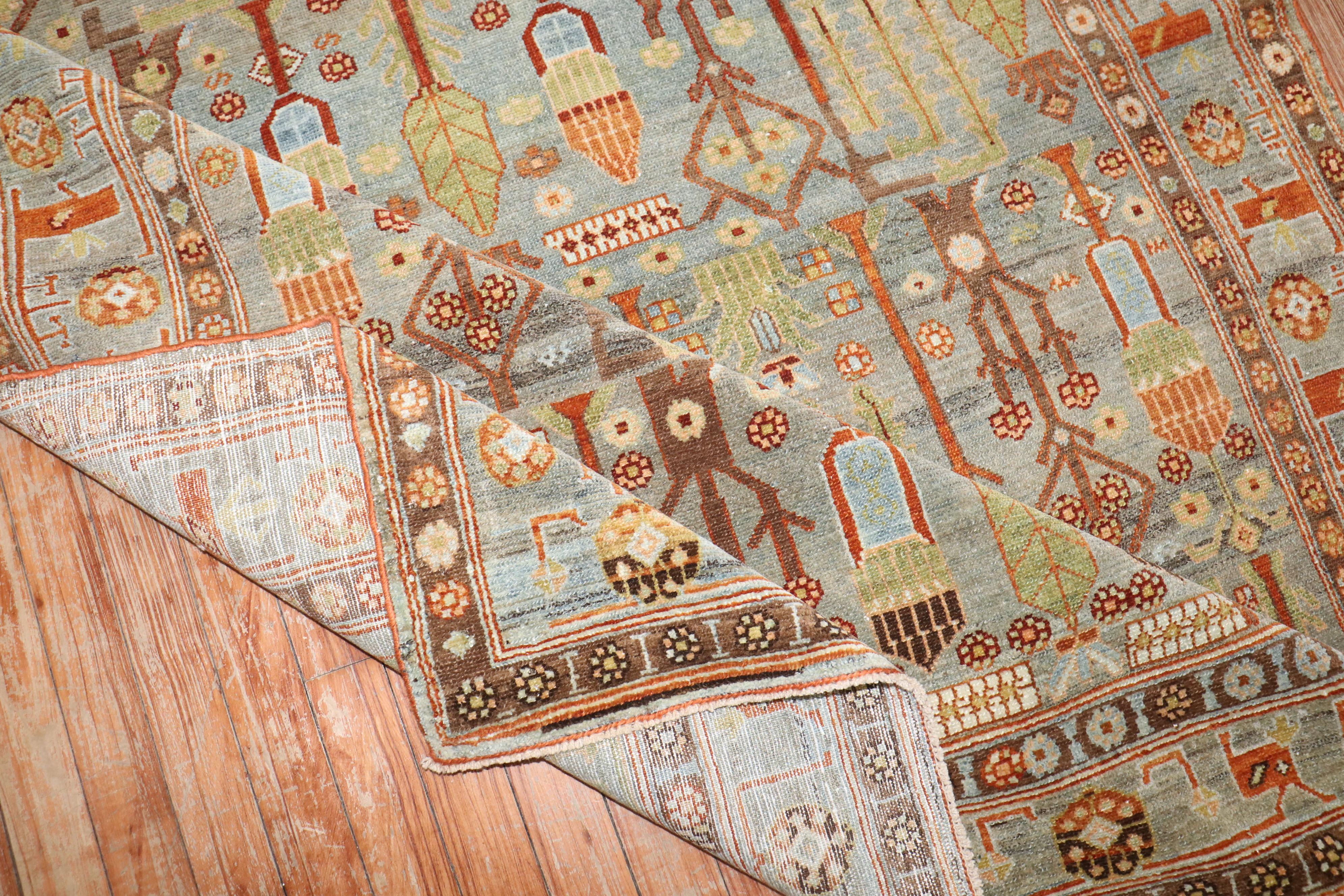 20th Century Zabihi Collection Weeping Willow Tree Antique Persian Malayer Square Rug For Sale