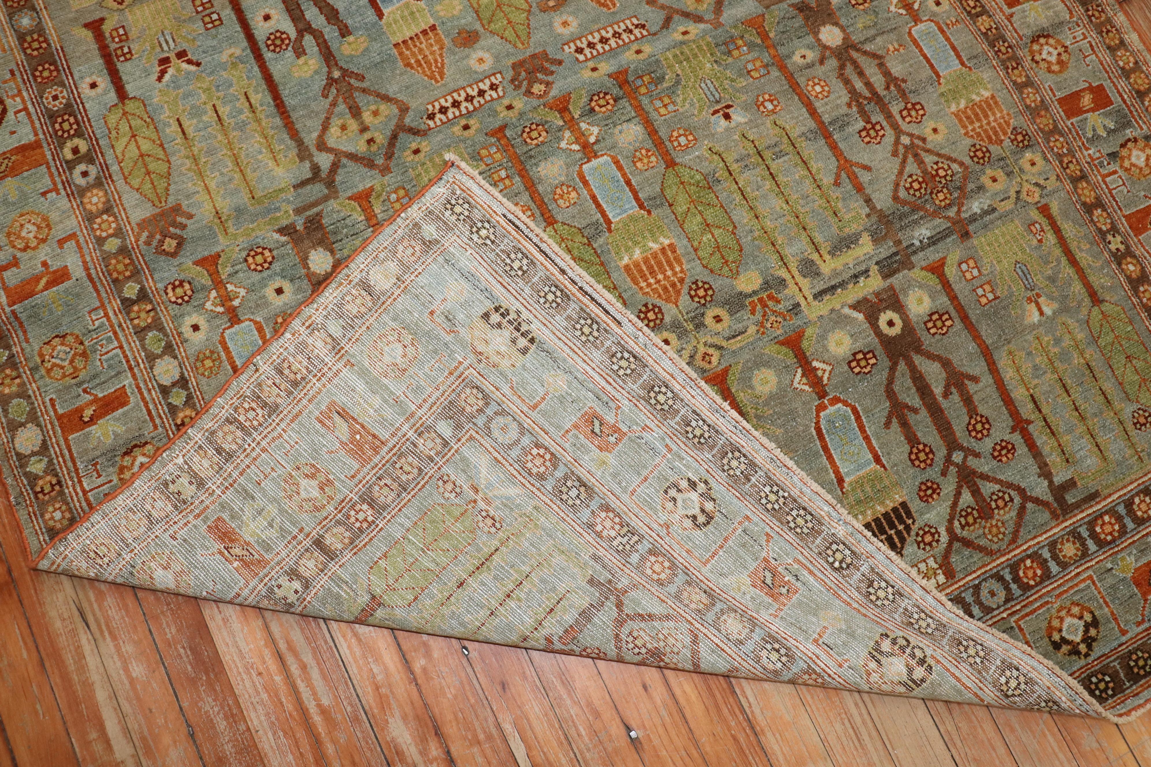Wool Zabihi Collection Weeping Willow Tree Antique Persian Malayer Square Rug For Sale