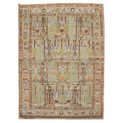 Zabihi Collection Weeping Willow Tree Antique Persian Malayer Square Rug