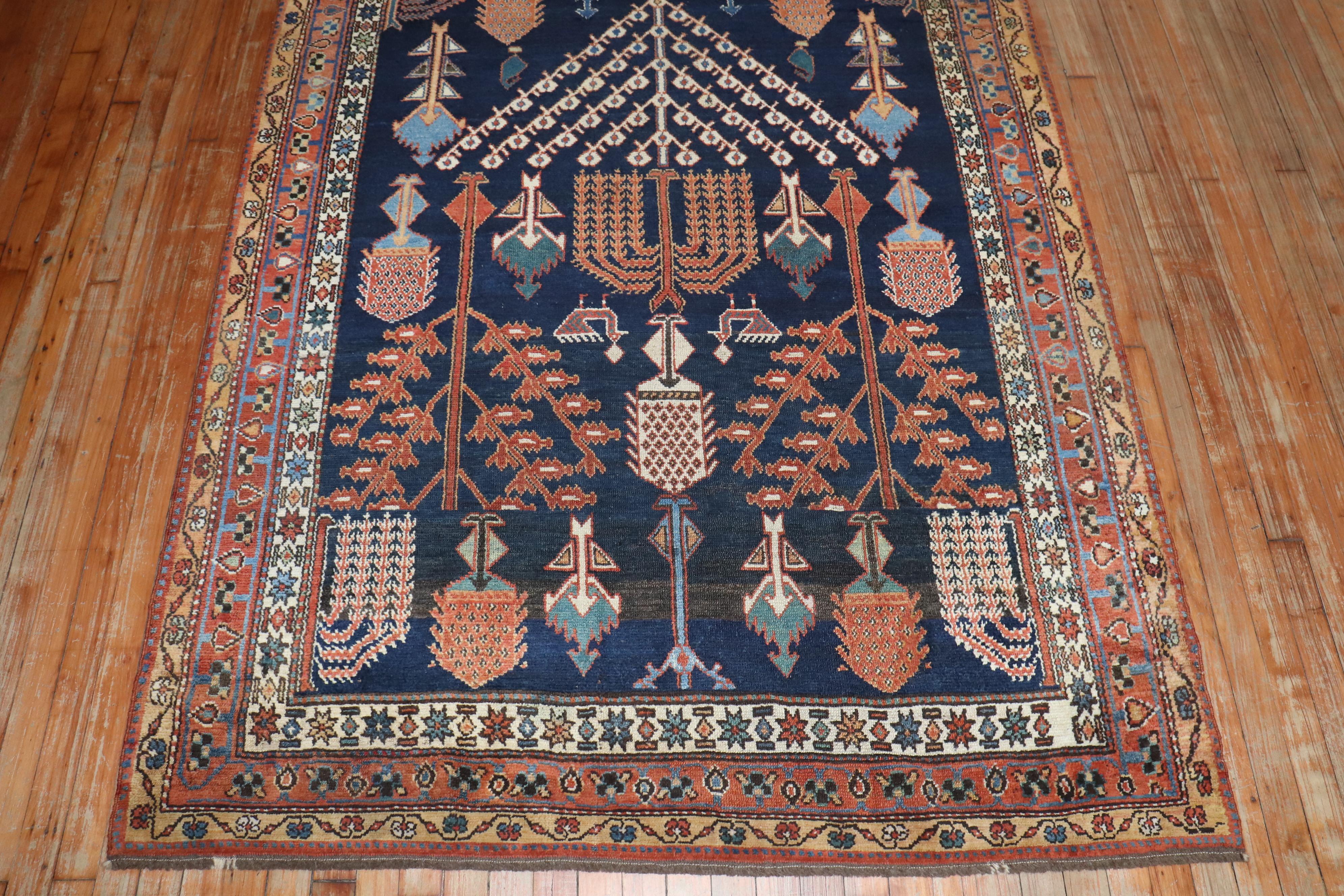 Hand-Woven Zabihi Collection Weeping Willow Tree Tribal Persian Gallery Rug For Sale