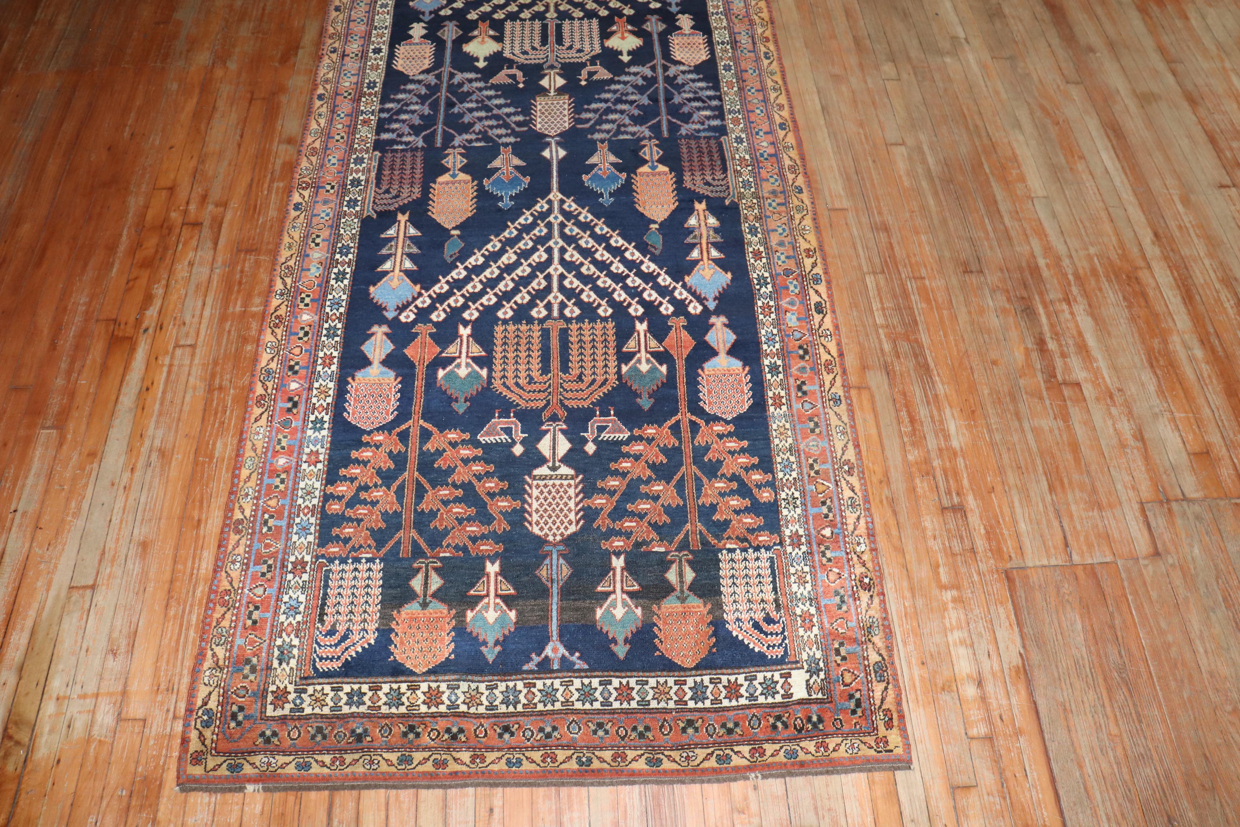 20th Century Zabihi Collection Weeping Willow Tree Tribal Persian Gallery Rug For Sale