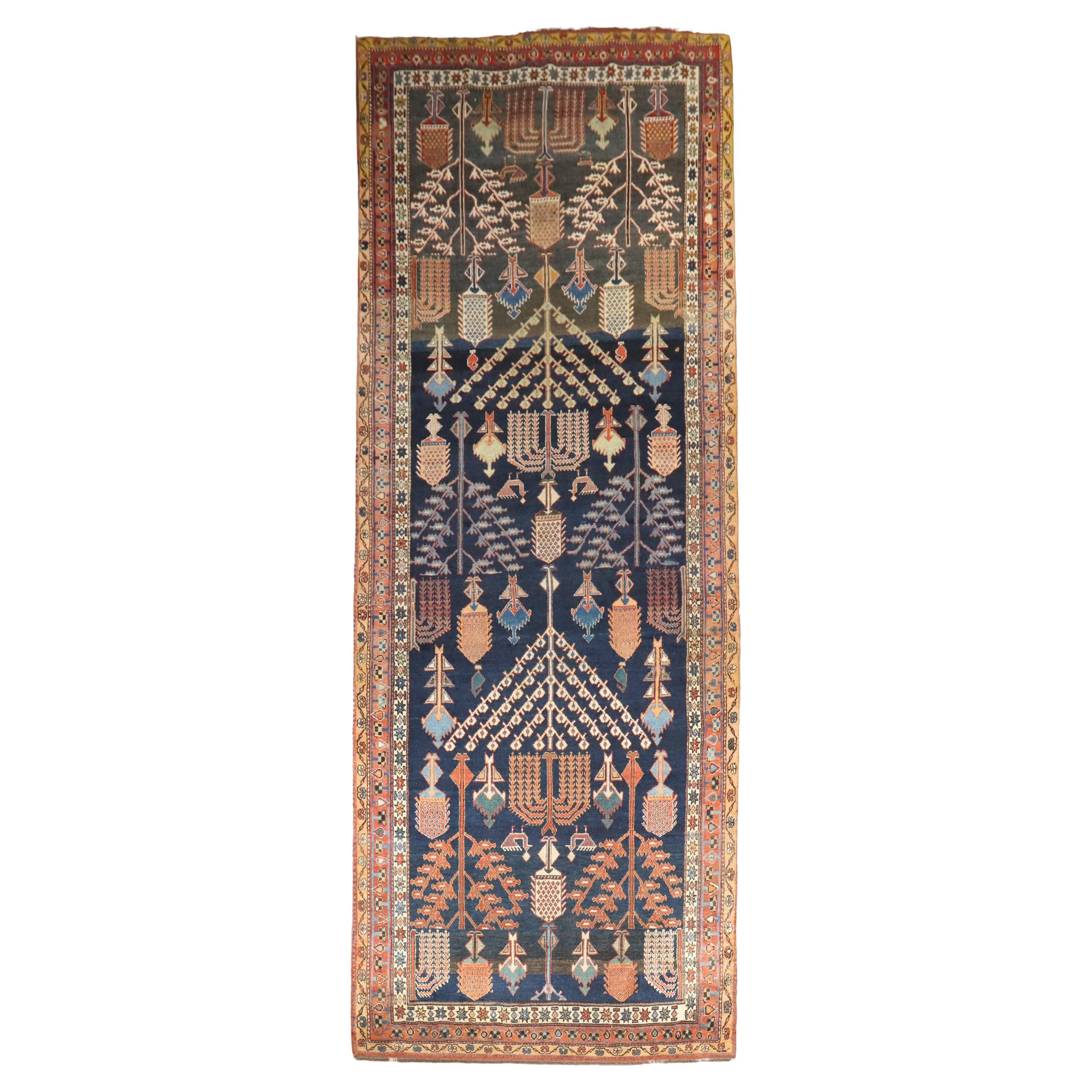 Zabihi Collection Weeping Willow Tree Tribal Persian Gallery Rug For Sale