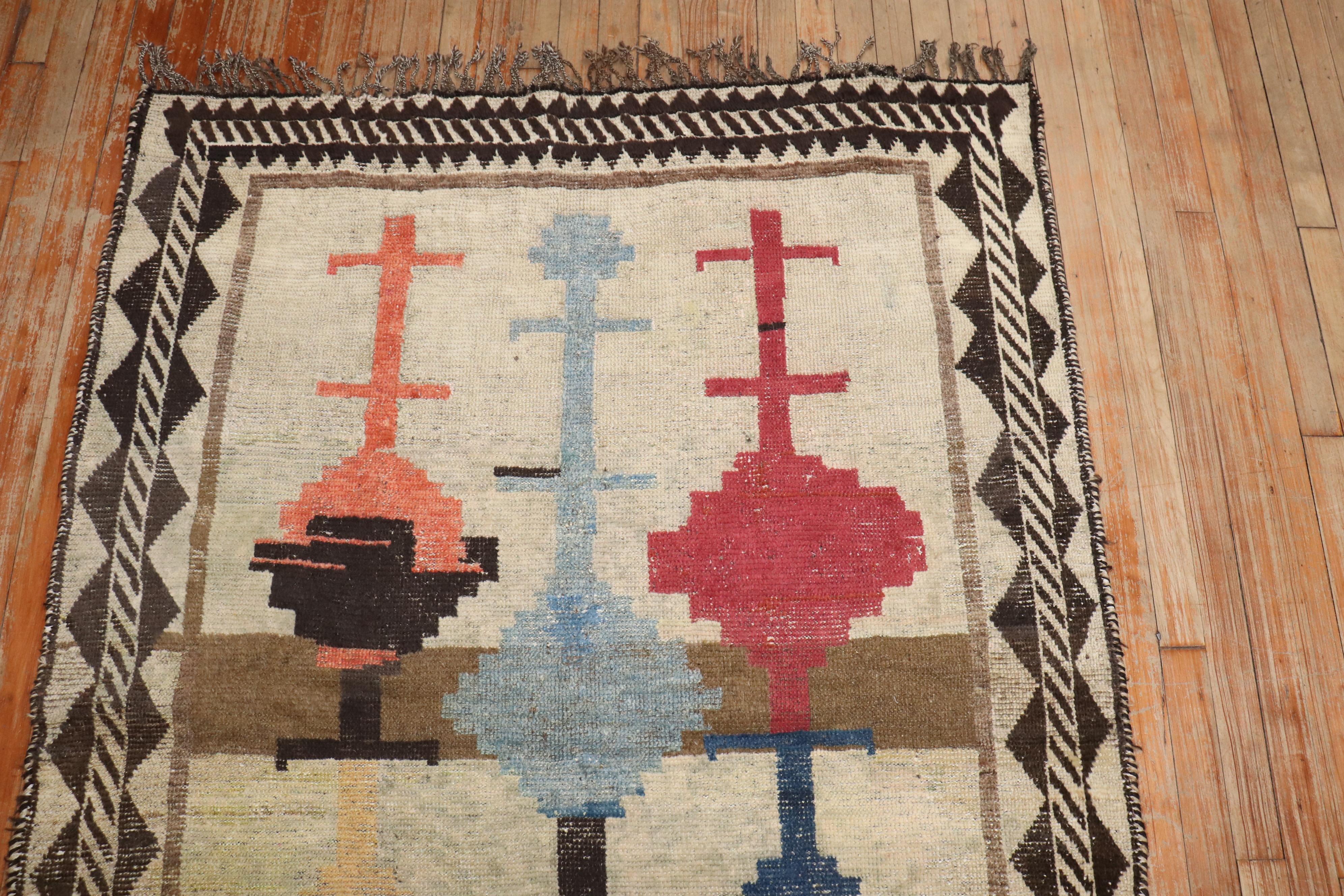 an early 20th-century whimsical tribal persian gabbeh  rug

rug no.	j3787
size	4' 2