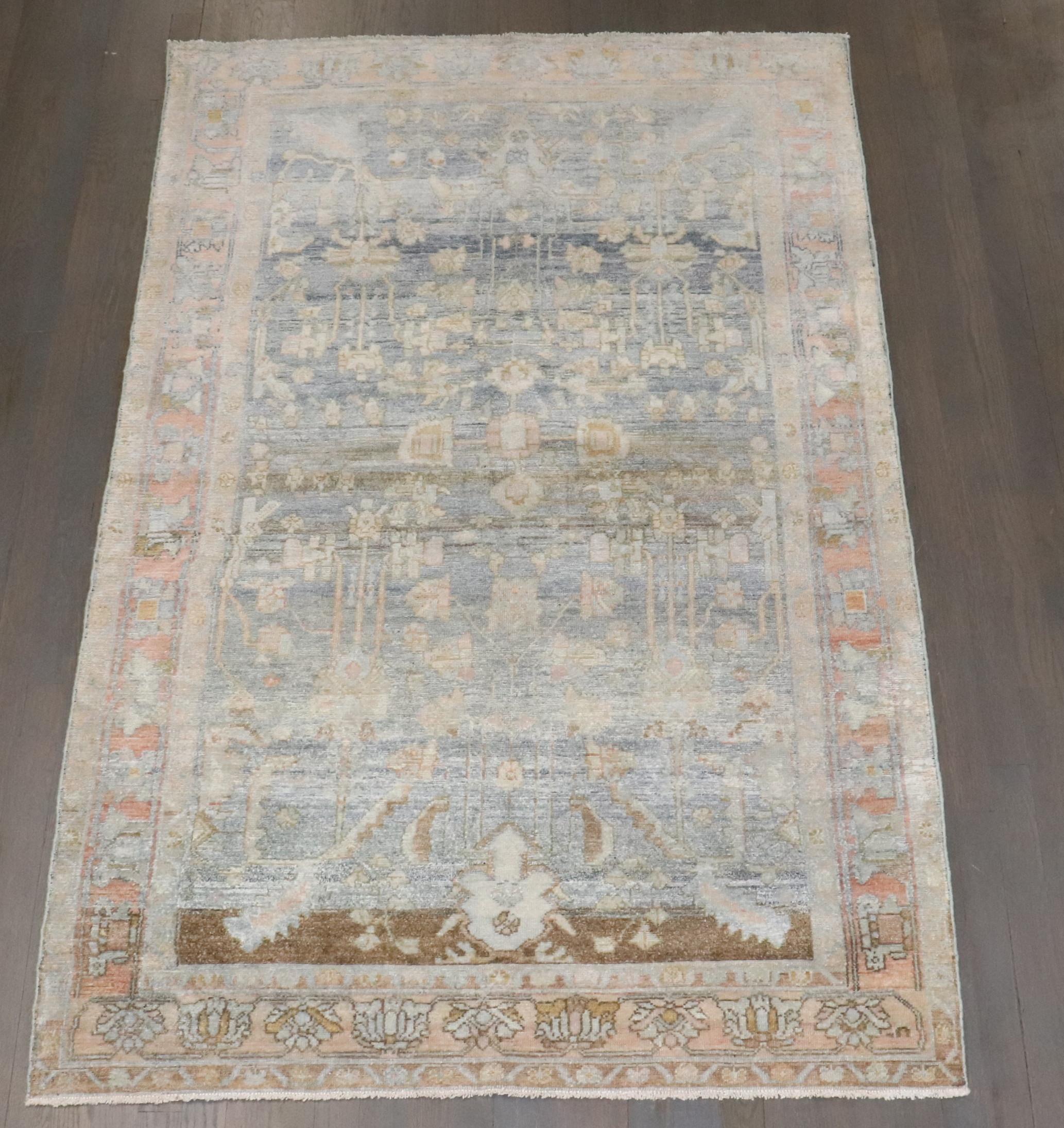 Agra Zabihi Collection Whimsical Antique Persian Malayer Accent Size Rug in vendita