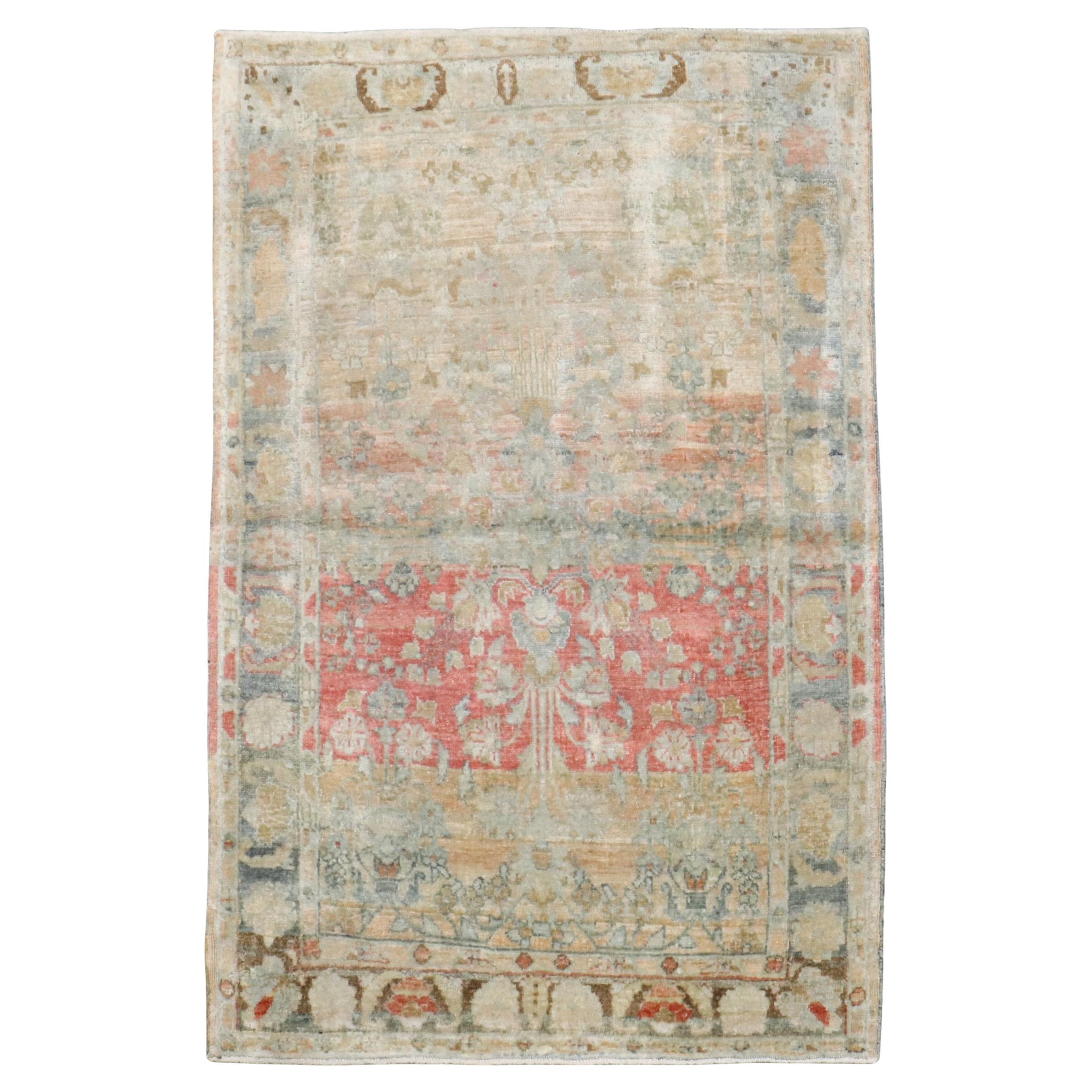 Zabihi Collection Whimsical Antique Persian Sarouk Small Rug