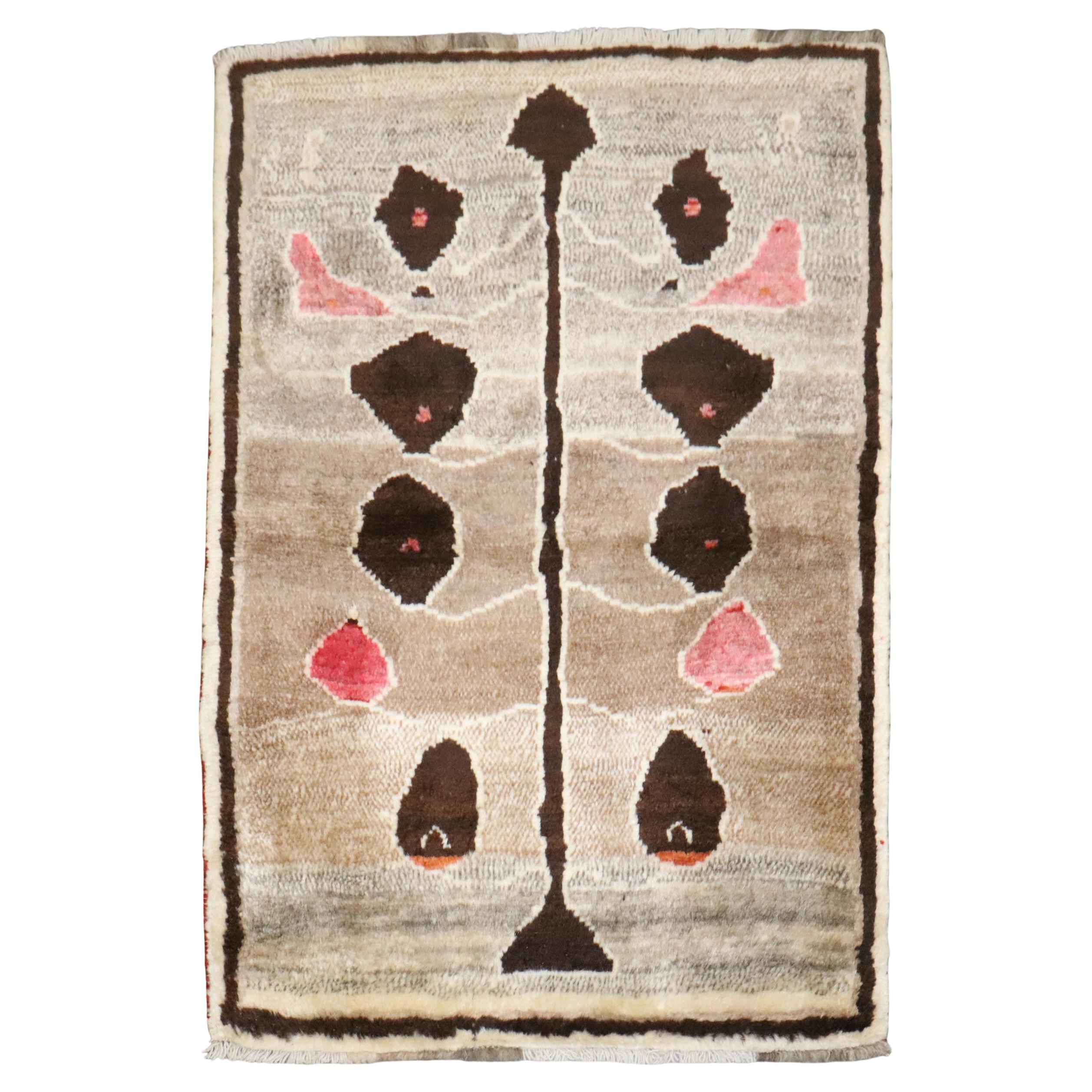 Zabihi Collection Whimsical Vintage Persian Gabbeh Rug For Sale