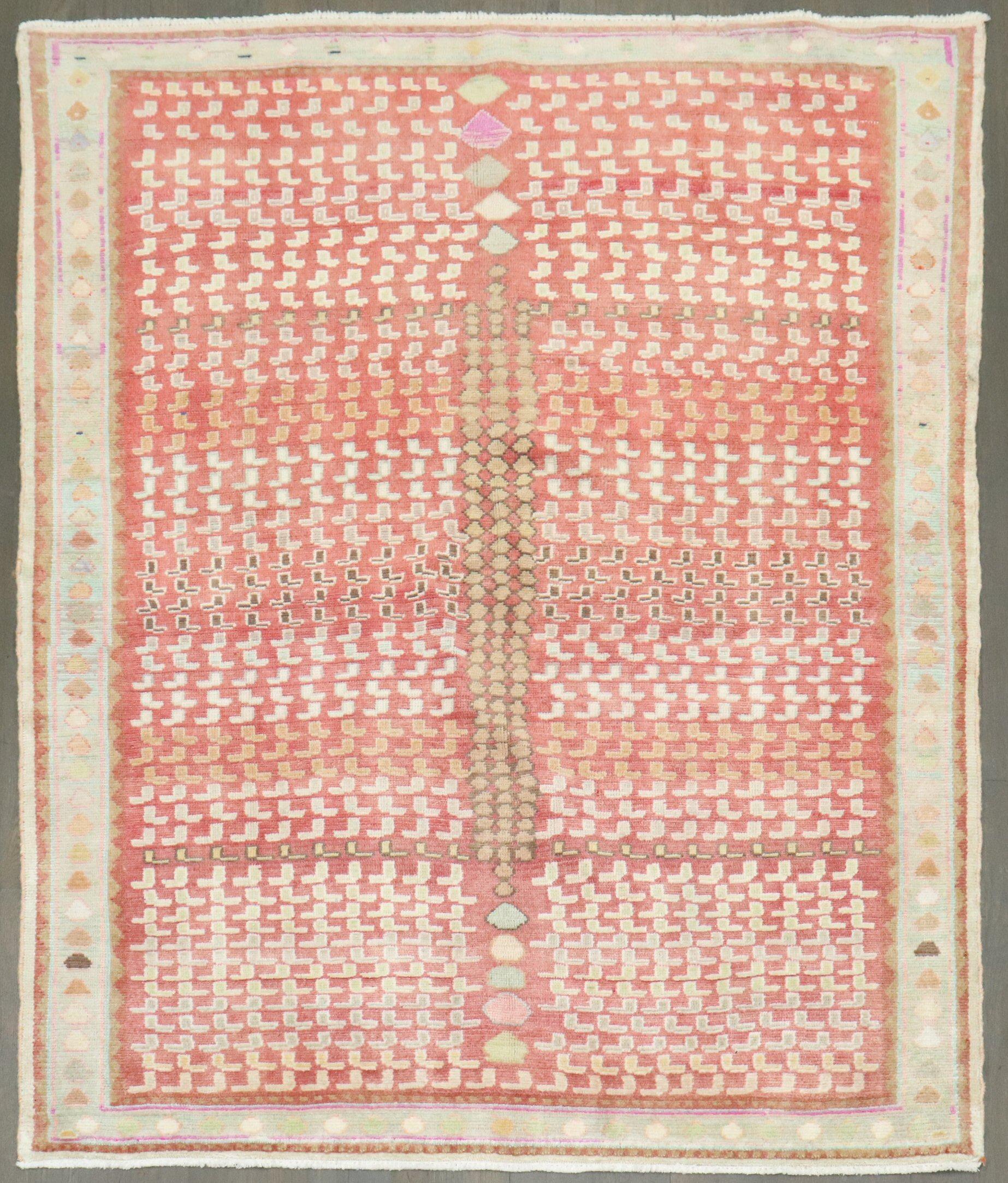 a mid-20th-century whimsical vintage persian accent square rug

Details
rug no.	j4471
size	4' 8