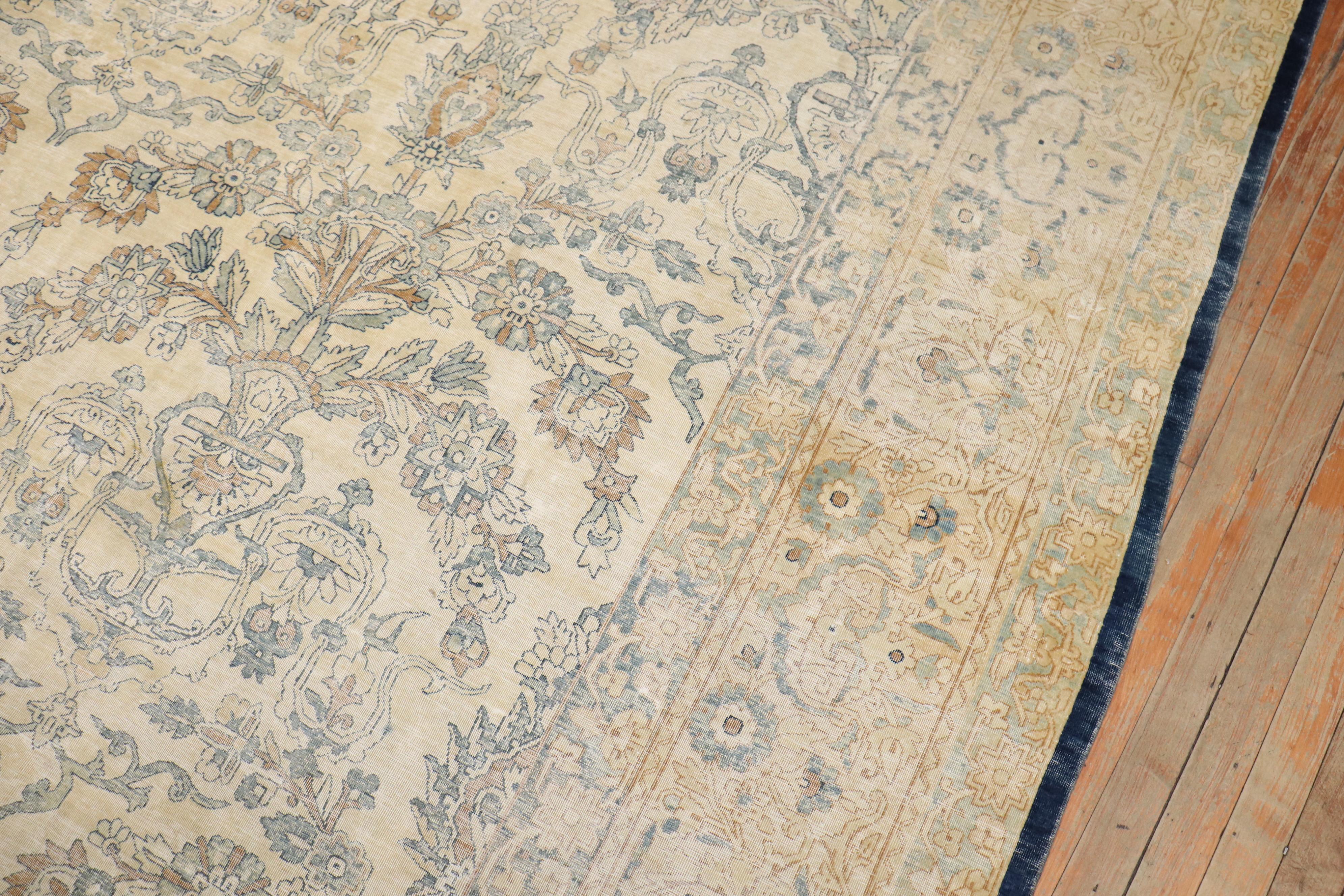 Zabihi Collection White Blue Antique Persian Kerman Carpet  For Sale 9
