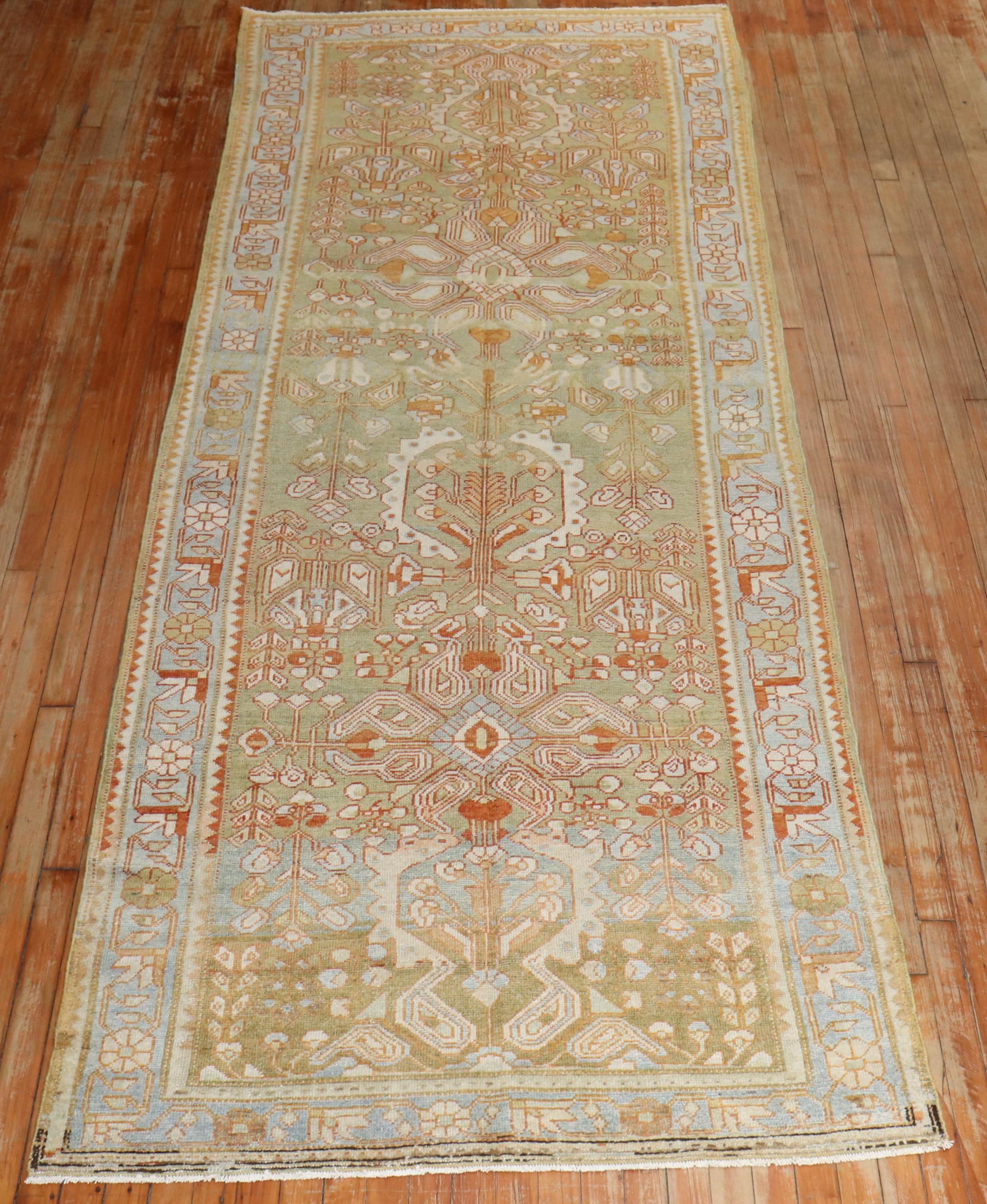 The Collective Wide Antique Persian Green Persian Runner (Chemin de table persan large et ancien) en vente 4