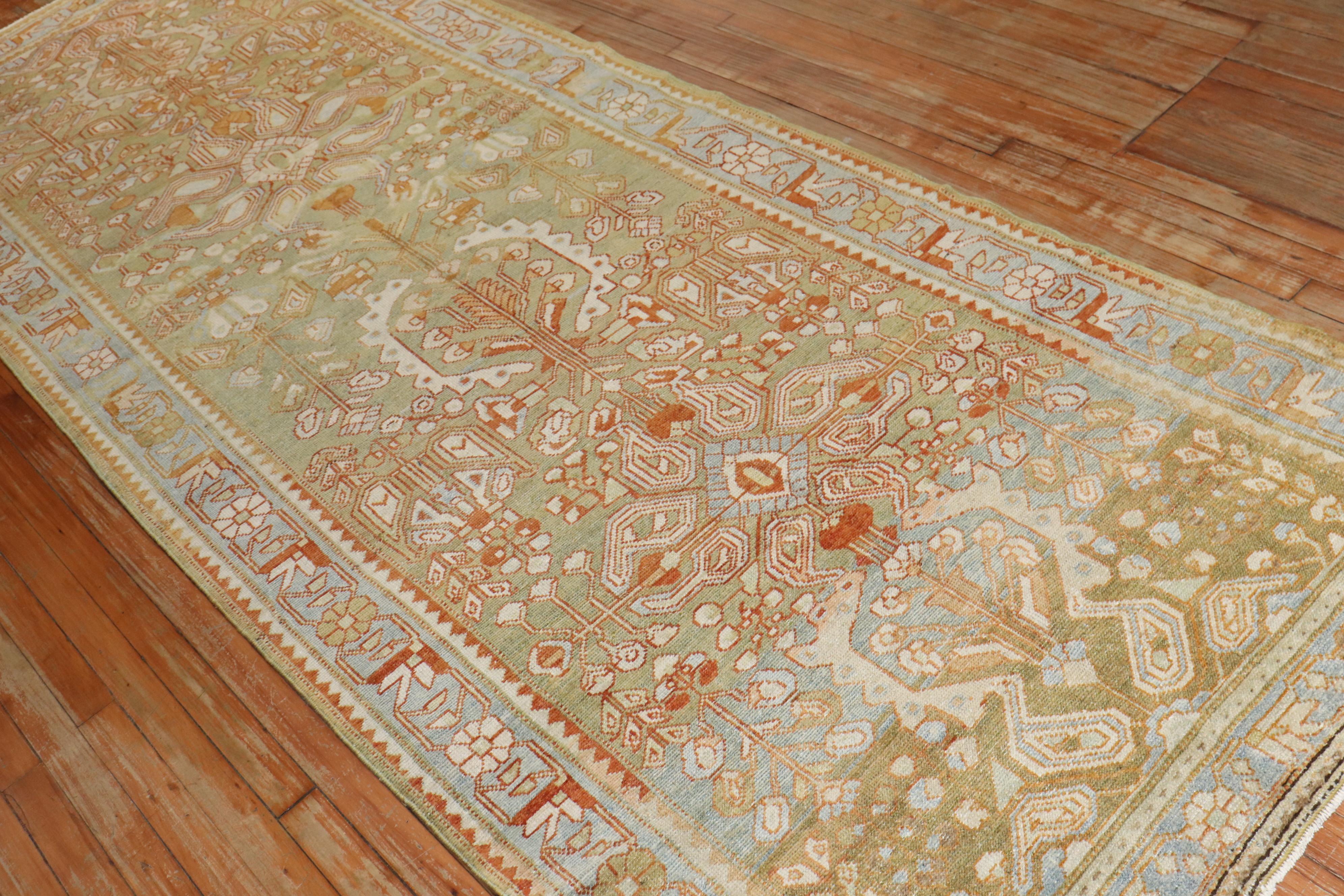 The Collective Wide Antique Persian Green Persian Runner (Chemin de table persan large et ancien) Bon état - En vente à New York, NY