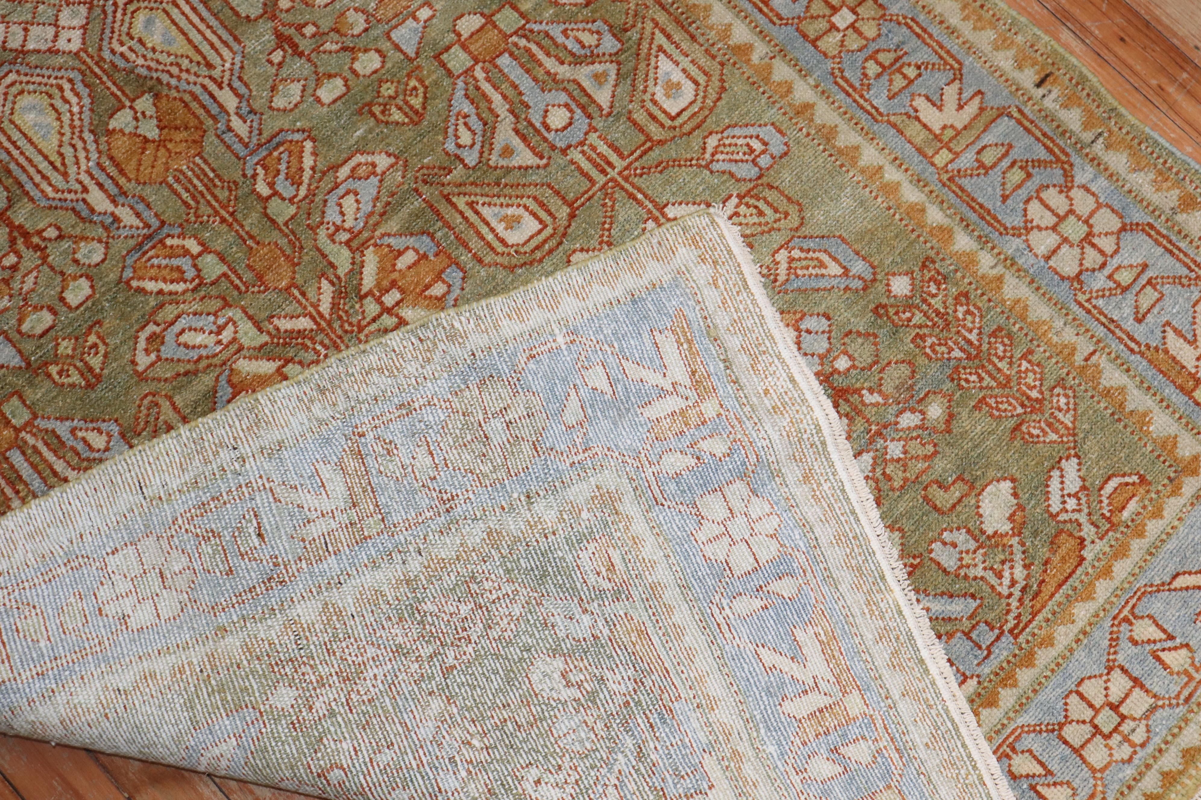 Laine The Collective Wide Antique Persian Green Persian Runner (Chemin de table persan large et ancien) en vente