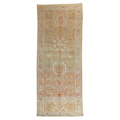 Zabihi Collection Wide Antique Persian Green Persian Runner
