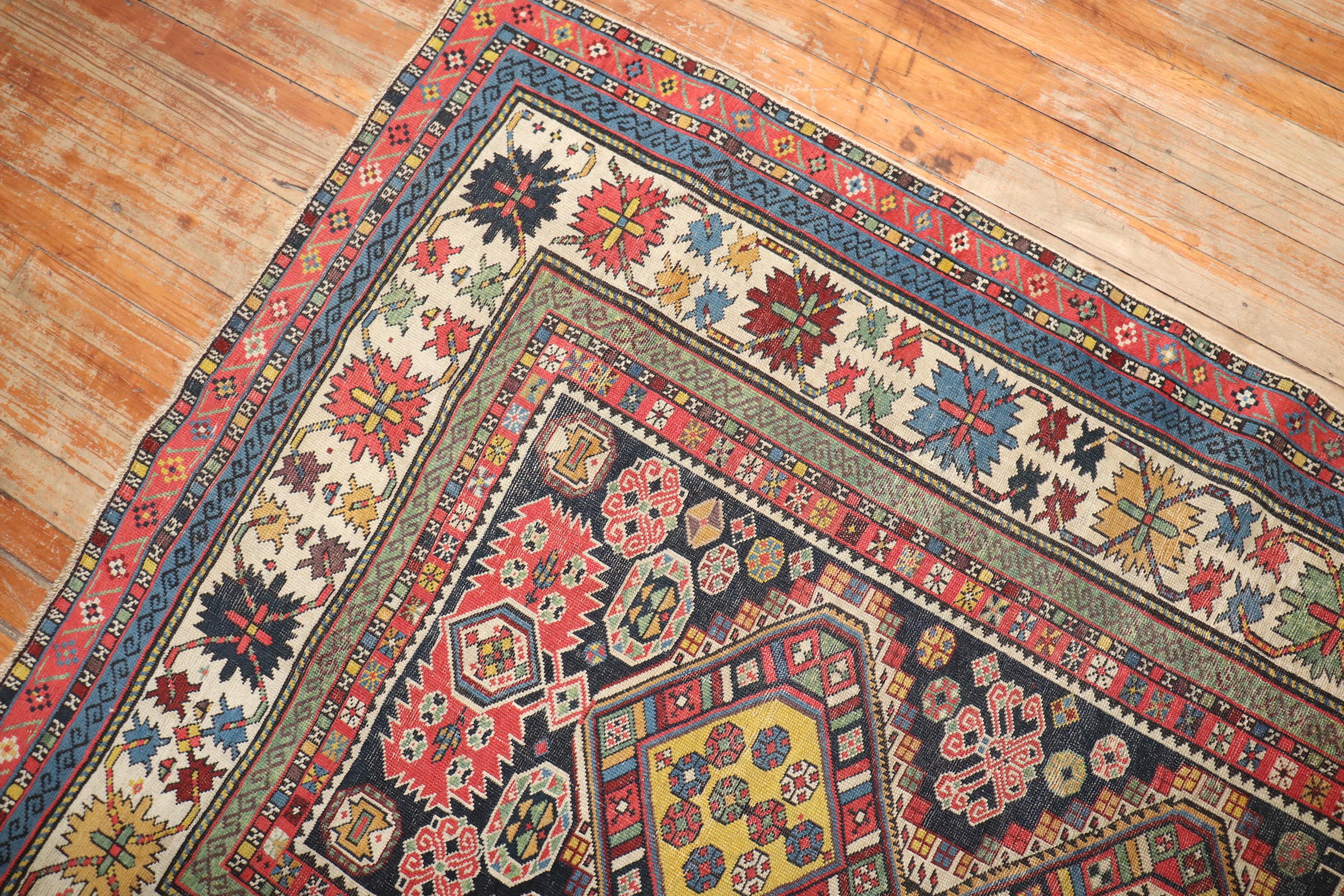 Zabihi Collection Wide Caucasian Antique Late 19th Century Runner For Sale 2