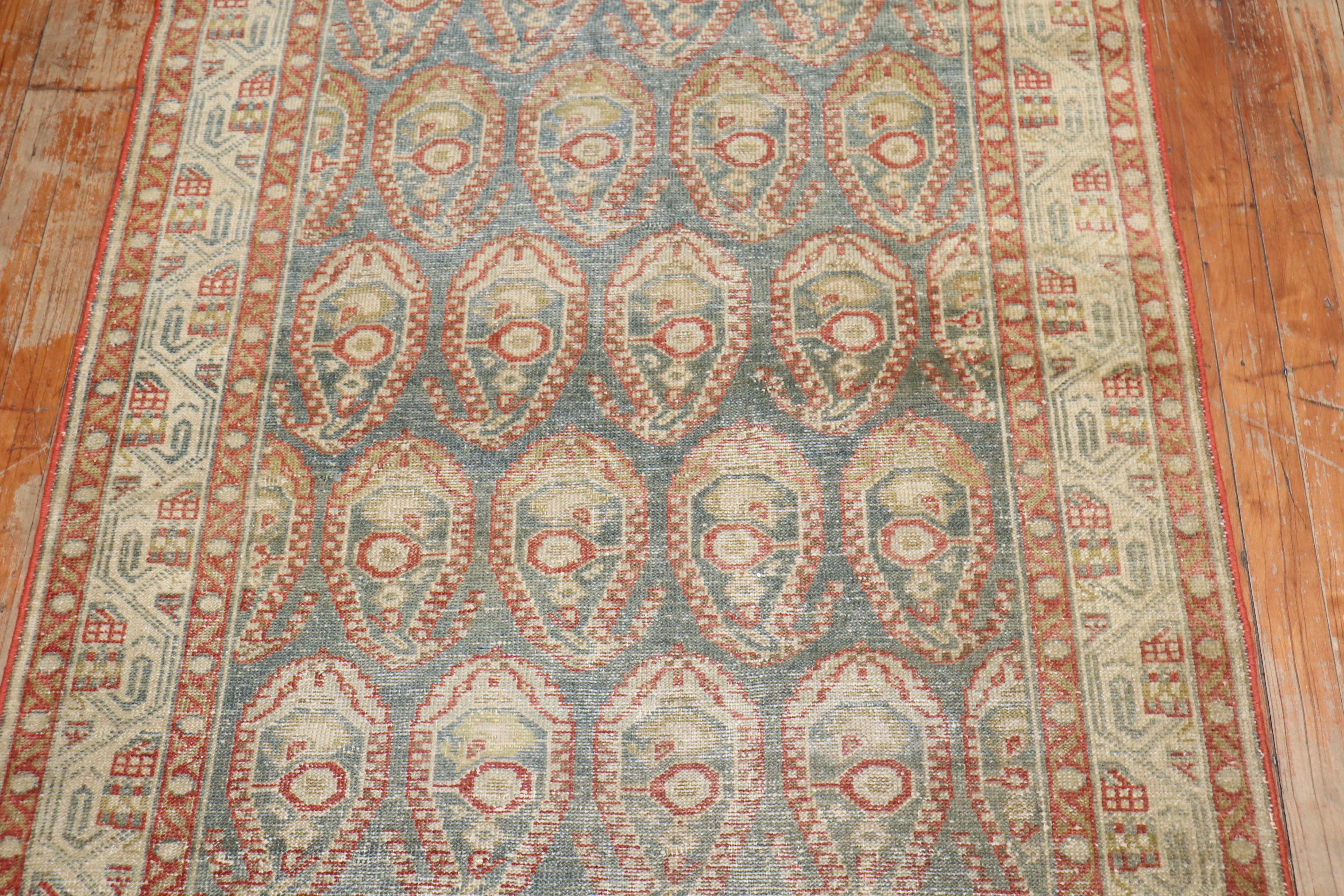 20th Century Zabihi Collection Wide Long Persian Malayer Paisley Runner For Sale