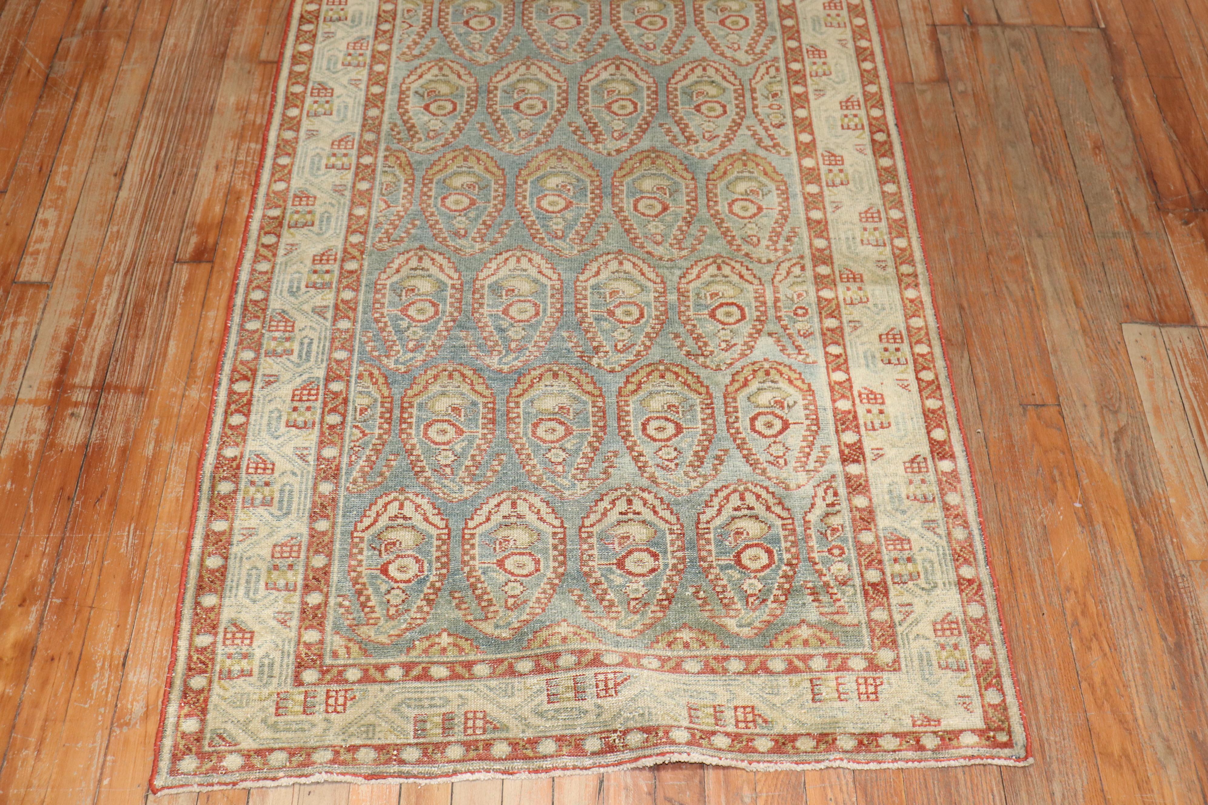 Wool Zabihi Collection Wide Long Persian Malayer Paisley Runner For Sale