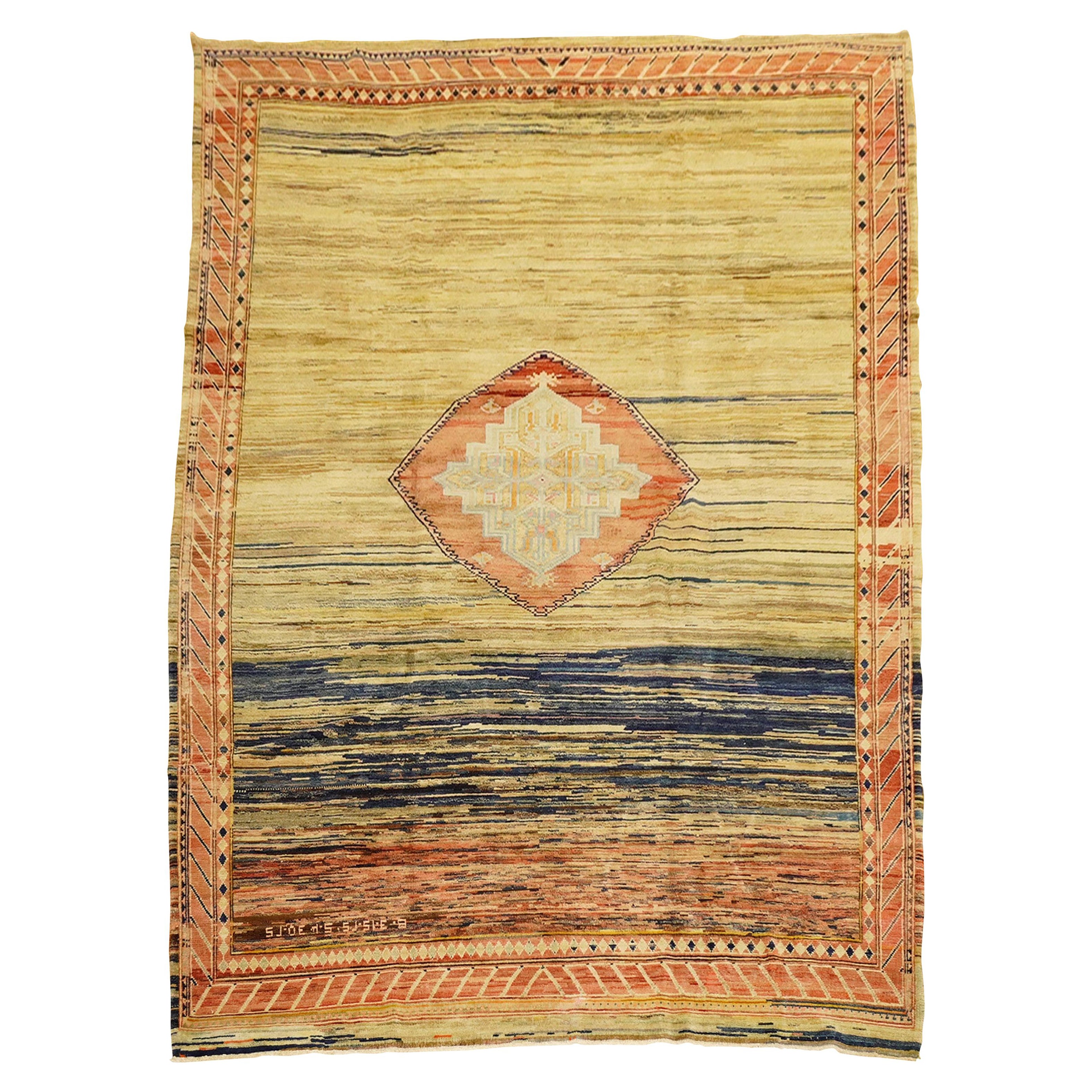 Alfombra turca de tamaño de habitación Wild Quirky, mediados del siglo XX