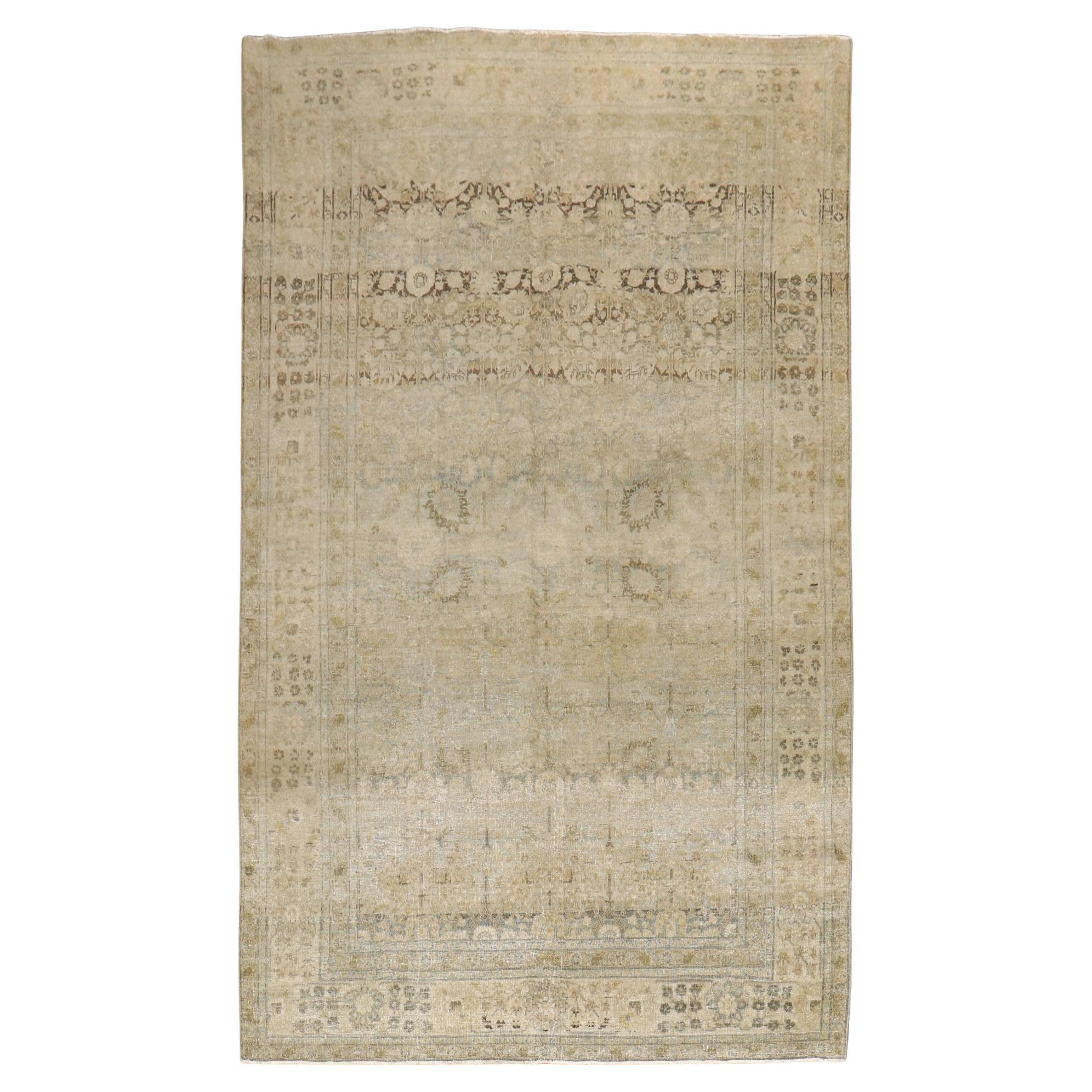 Zabihi Collection Worn Antique Persian Bidjar Rug