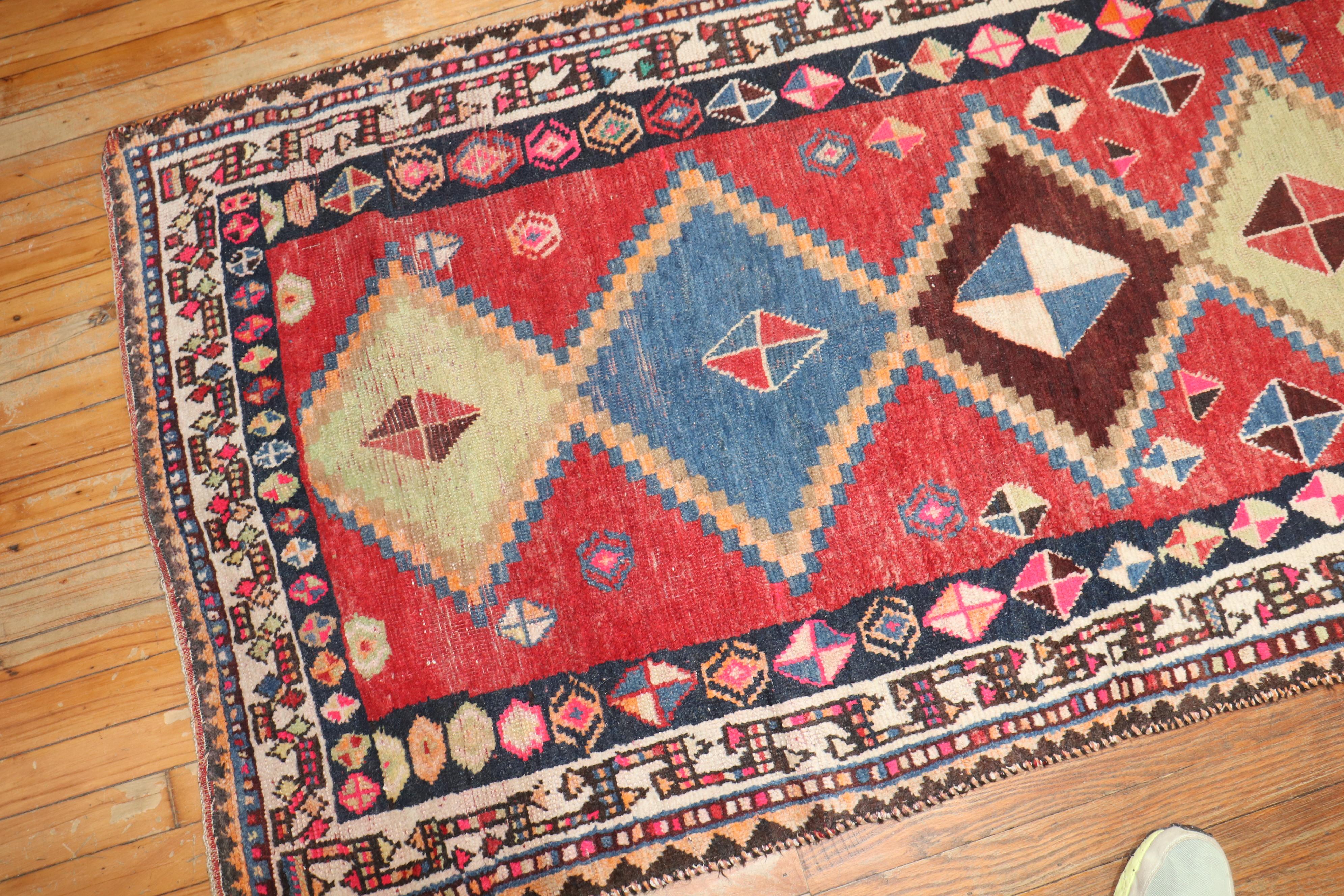 Tribal Zabihi Collection Worn Antique Persian Gabbeh Small Rug For Sale