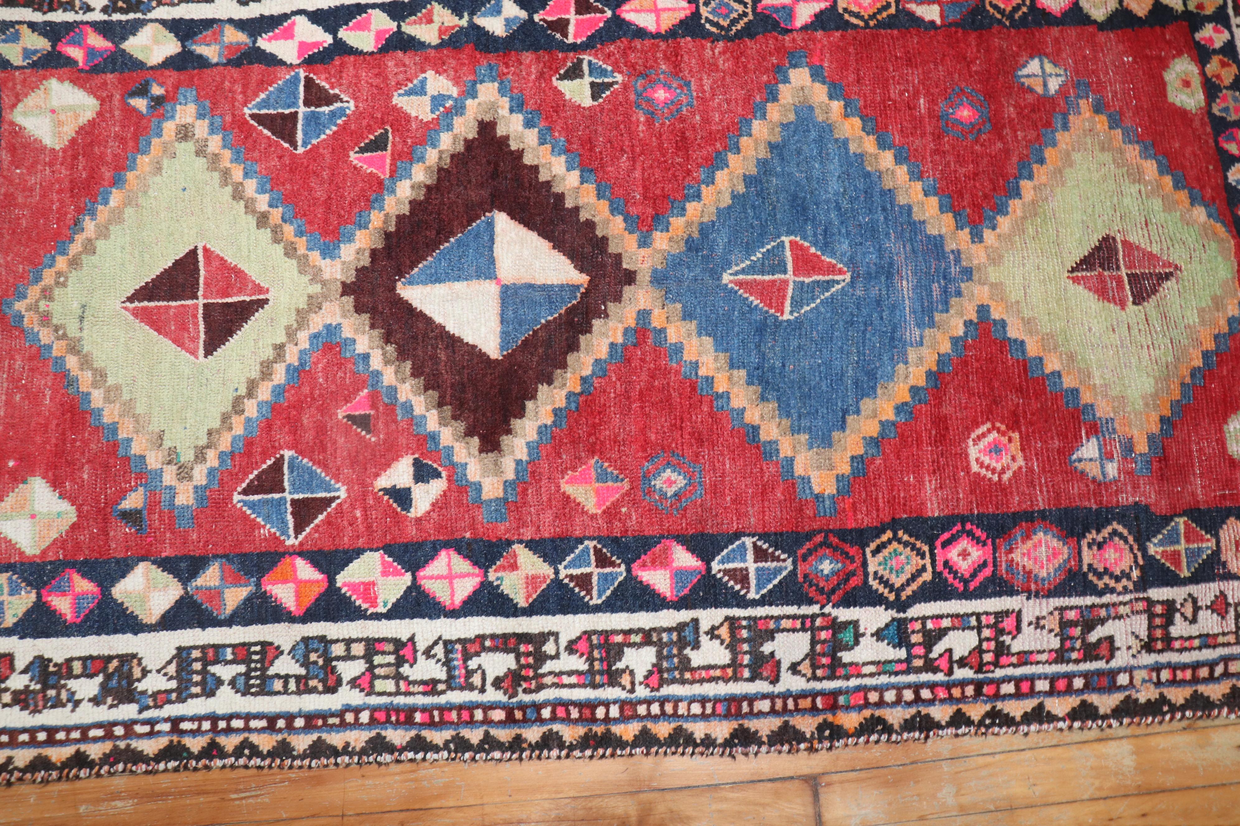 20th Century Zabihi Collection Worn Antique Persian Gabbeh Small Rug For Sale
