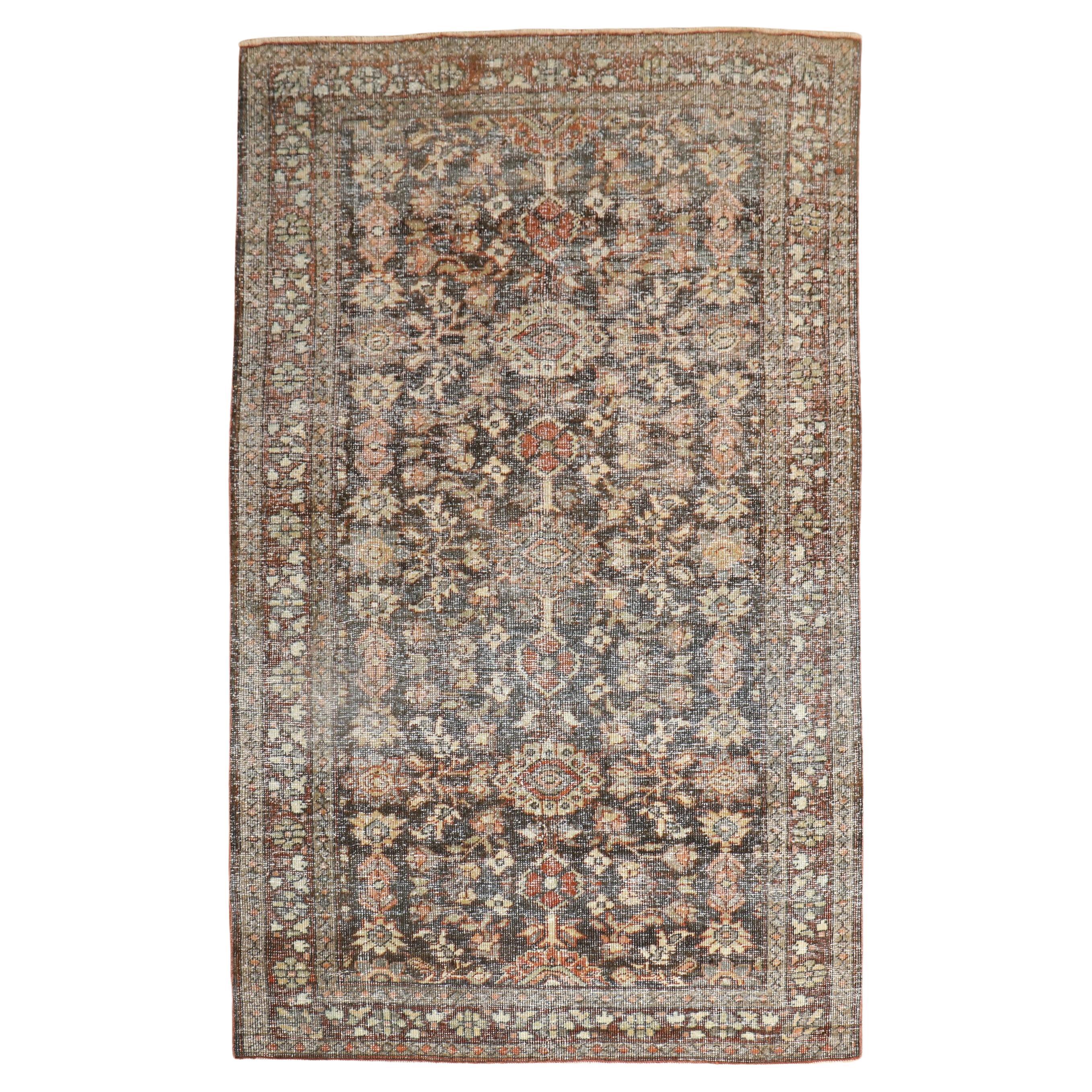 Zabihi Collection Worn Antique Persian Mahal Accent Rug