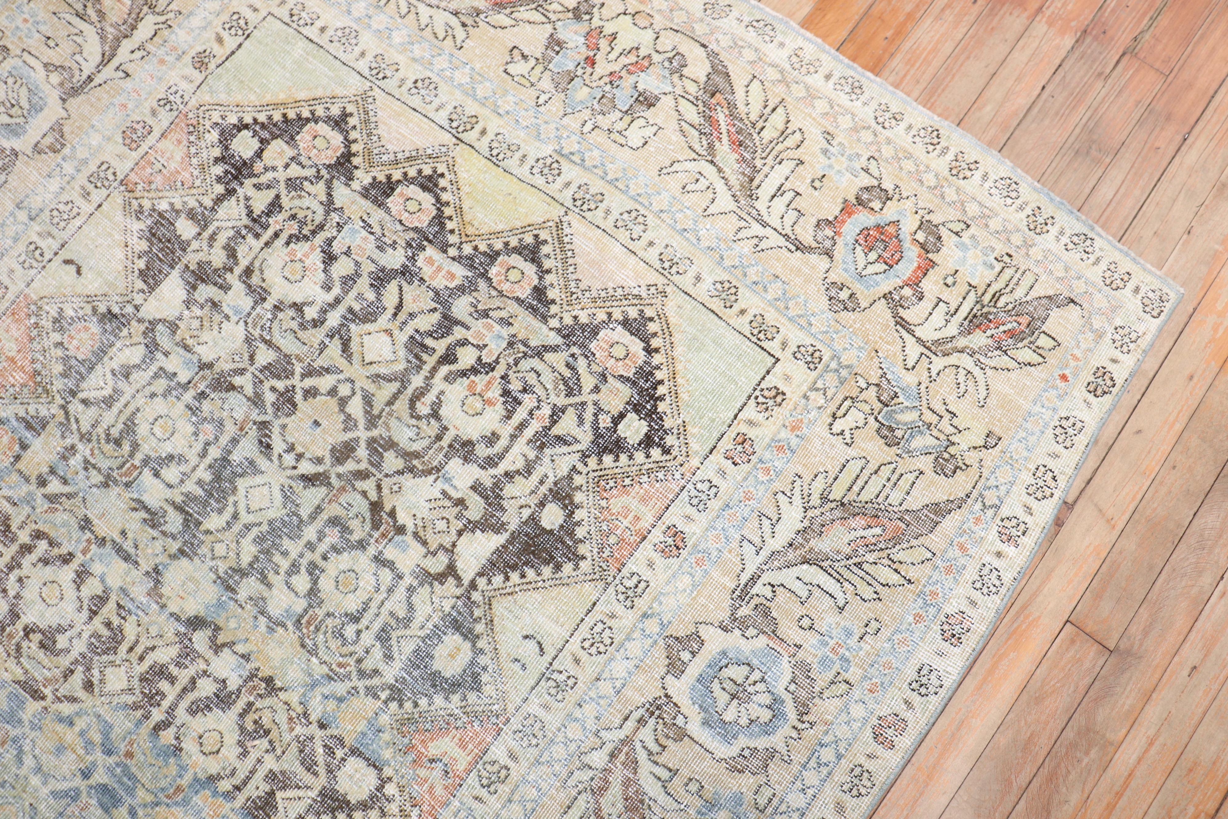 20th Century Zabihi Collection Worn Antique Persian Mahal Rug For Sale