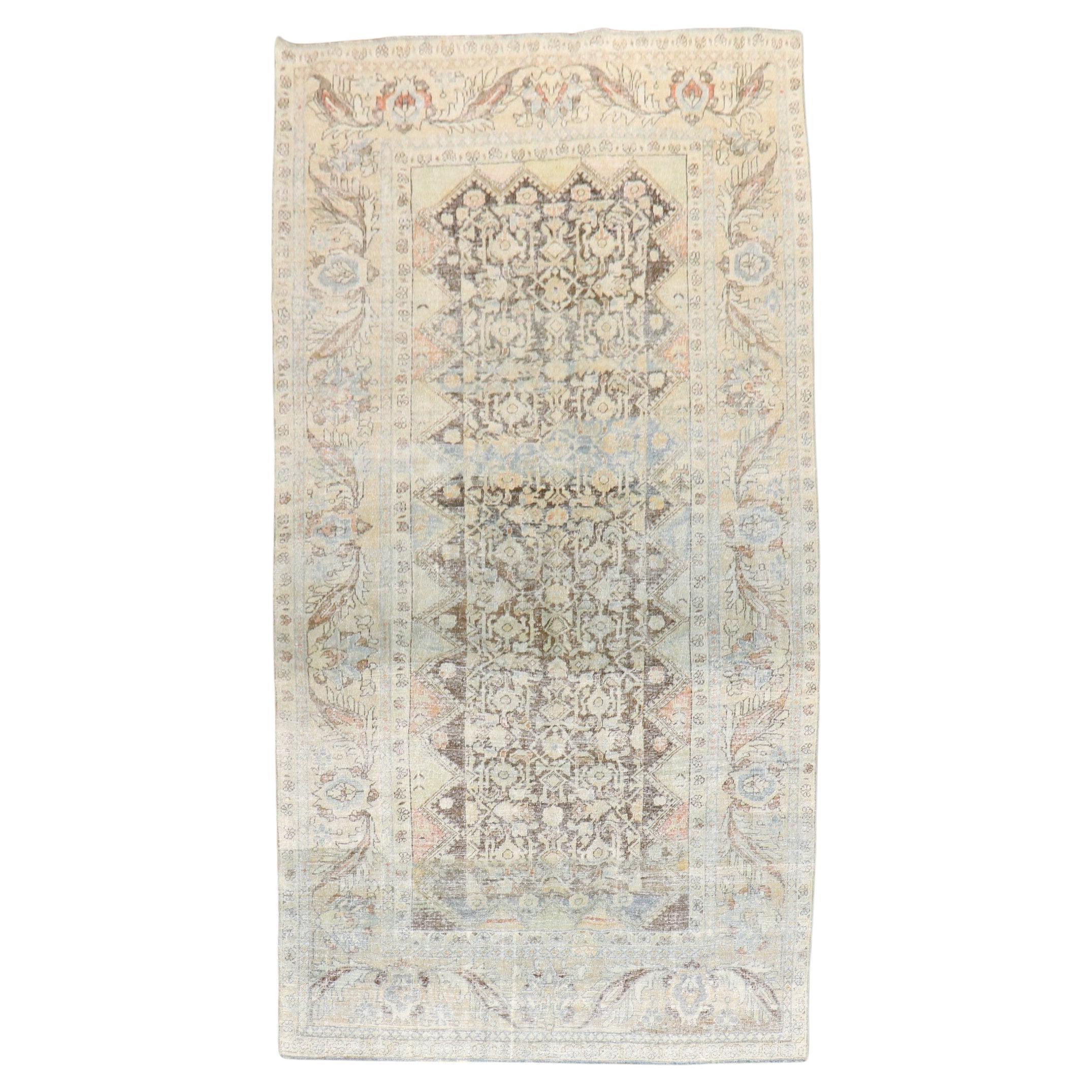 Zabihi Collection Worn Antique Persian Mahal Rug For Sale