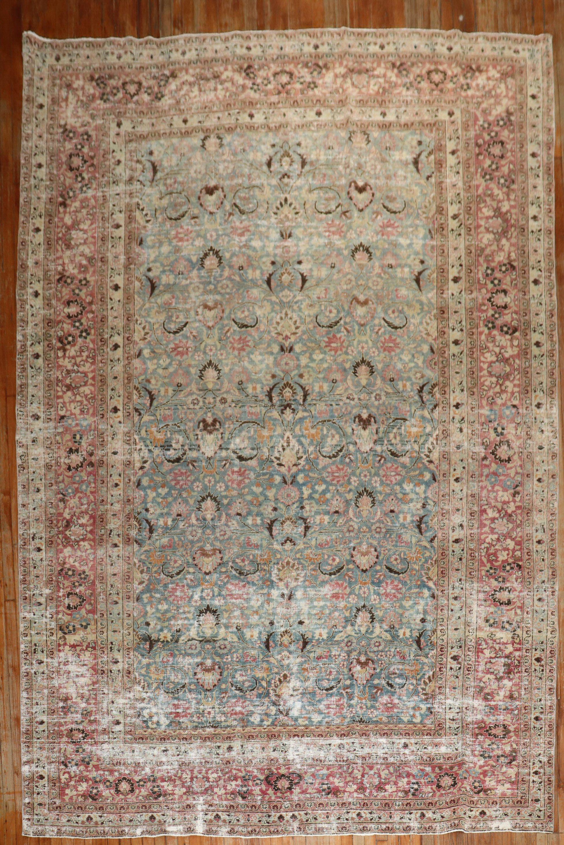 Zabihi Collection Getragener Antiker Persischer Netzteppich (Wolle) im Angebot