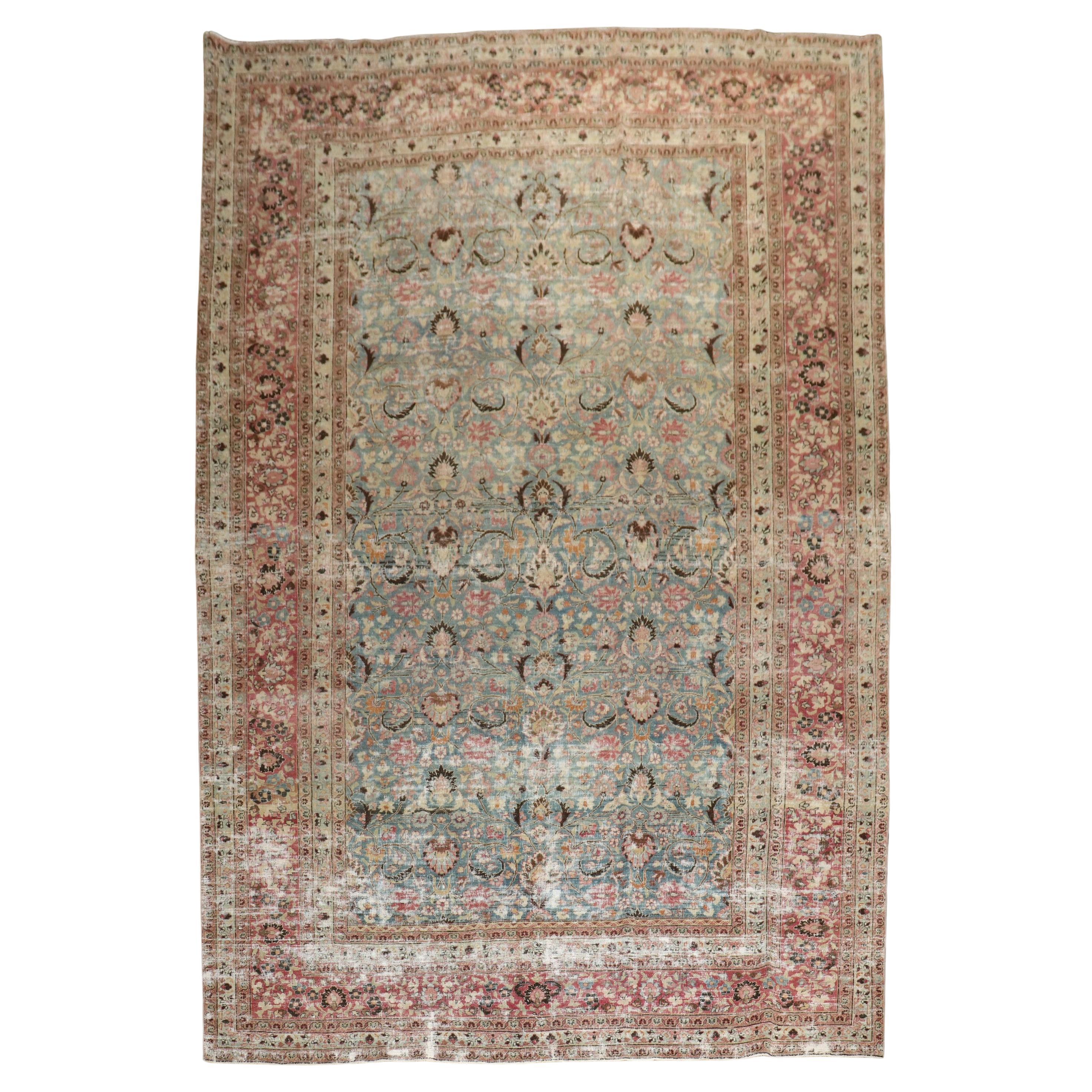 Zabihi Collection Worn Antique Persian Meshed Rug