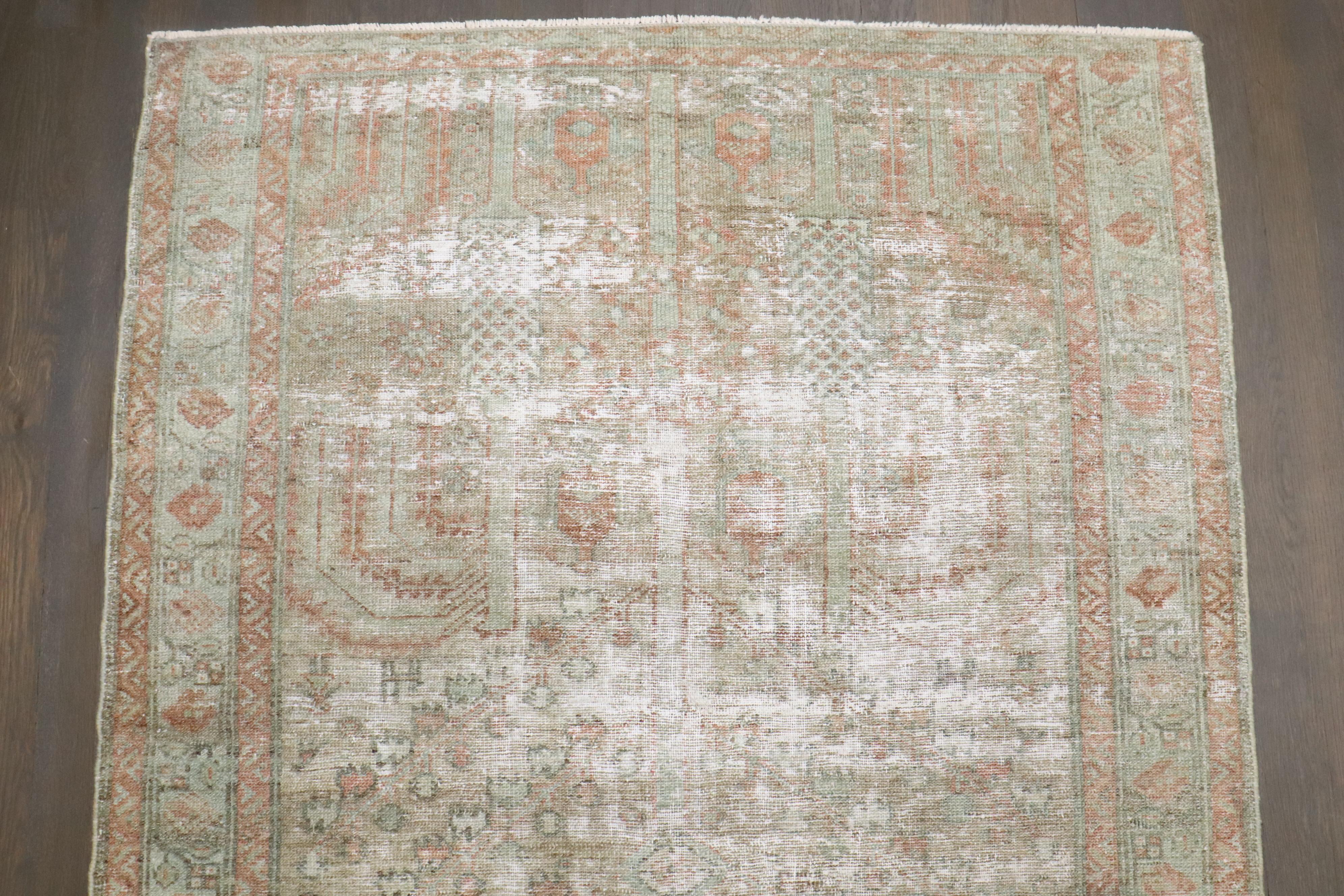 20th Century Zabihi Collection Worn Antique Persian Small Square Rug For Sale