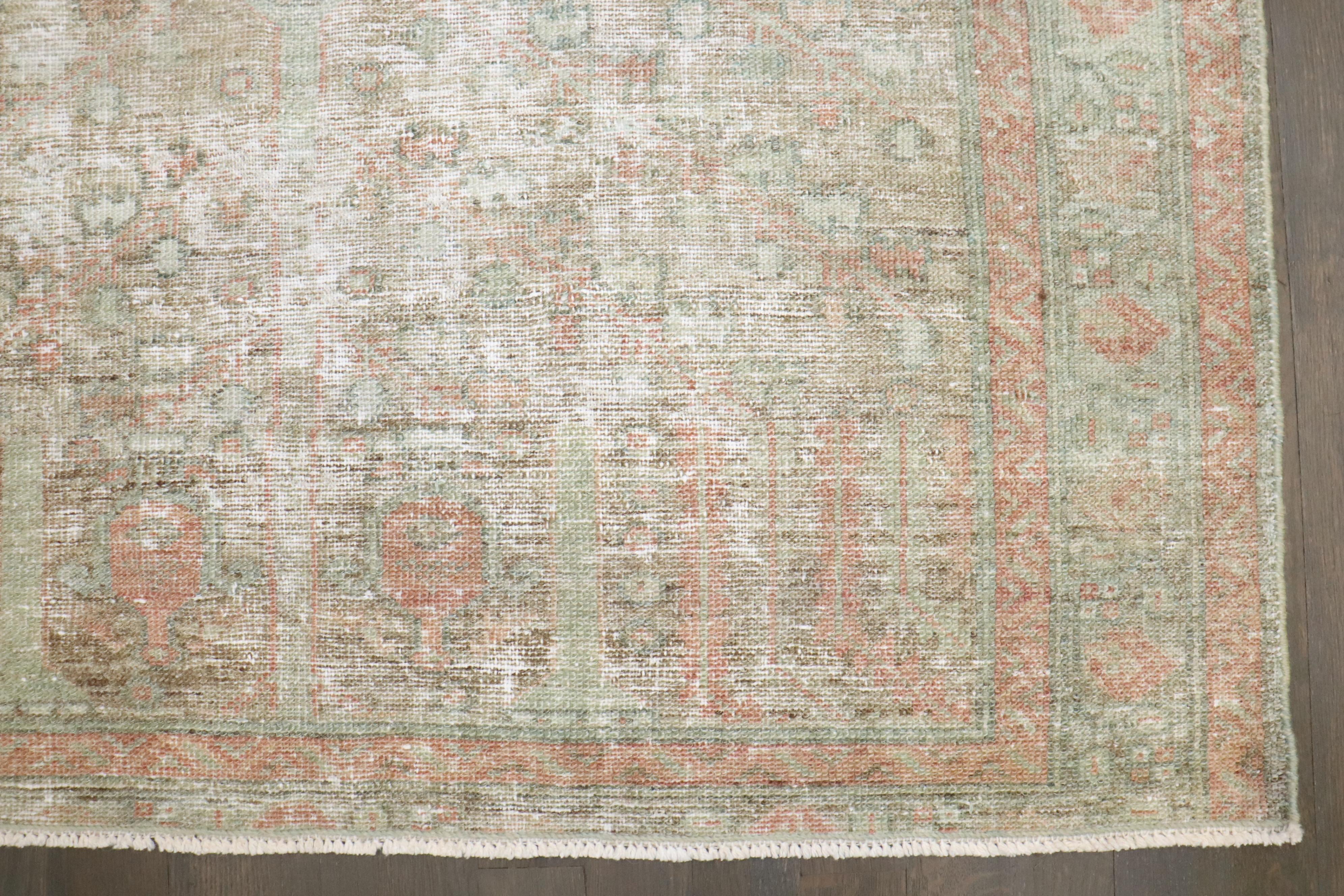 Wool Zabihi Collection Worn Antique Persian Small Square Rug For Sale
